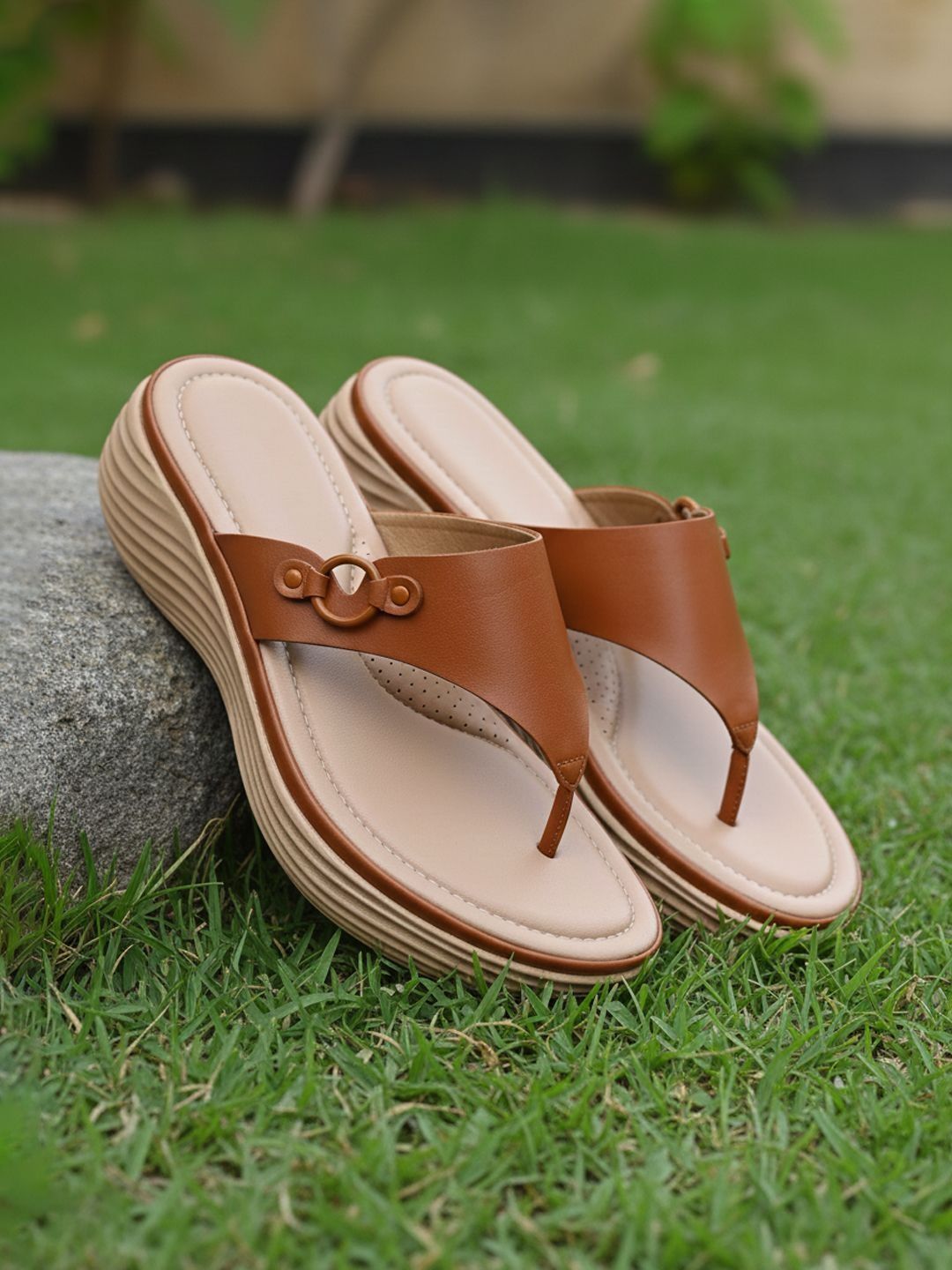 Khadims Women Open Toe Wedge Heels Sandals
