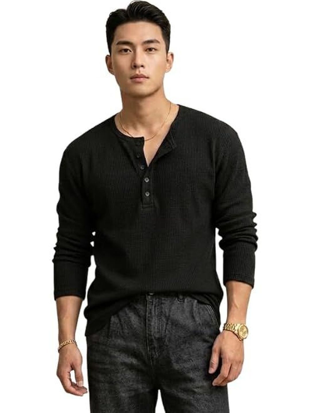 Narsingha Dreams Men Henley Neck T-shirt