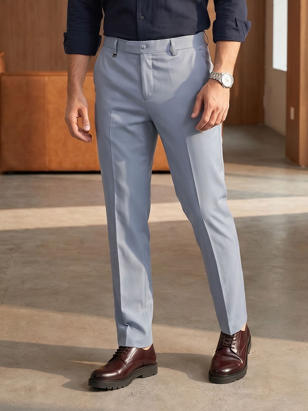 INVICTUS Men Flat-Front Formal Trouser