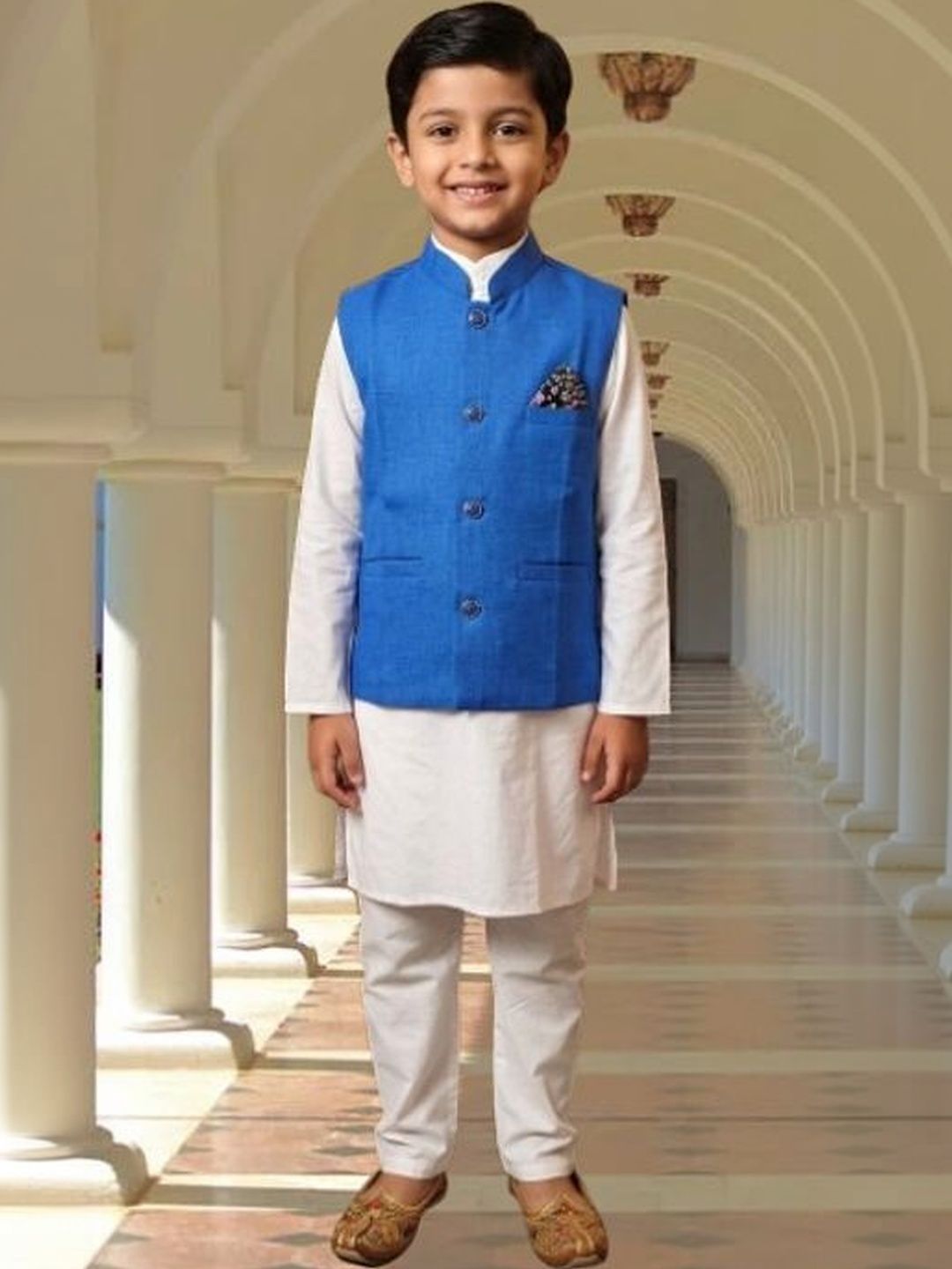 seetoo Boys Mandarin Collar Sleeveless Nehru Jackets