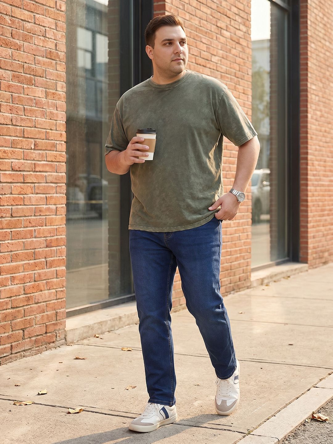 Sztori Men Plus Size Regular Fit Light Fade Stretchable Jeans