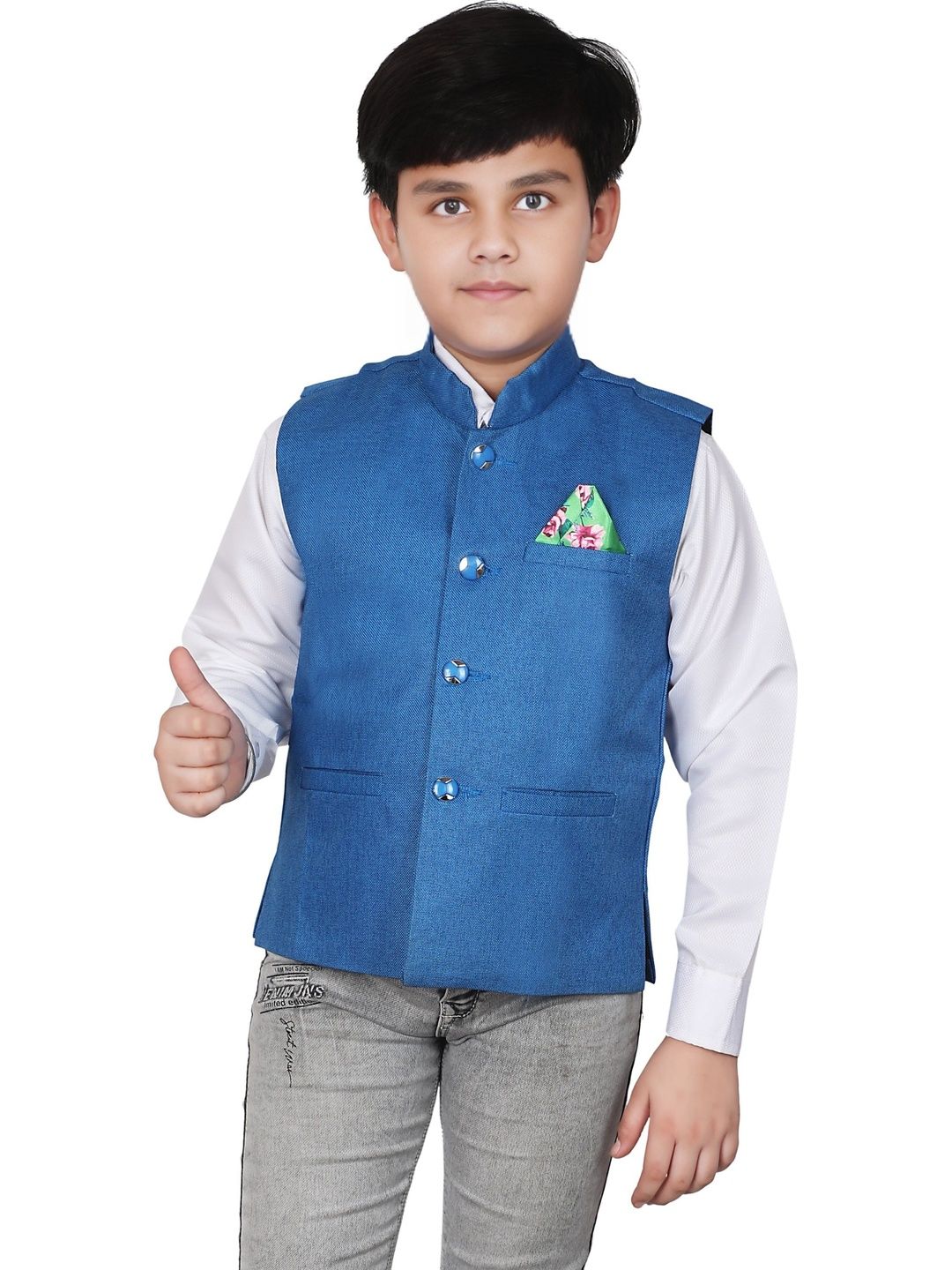 seetoo Boys Mandarin Collar Sleeveless Nehru Jackets