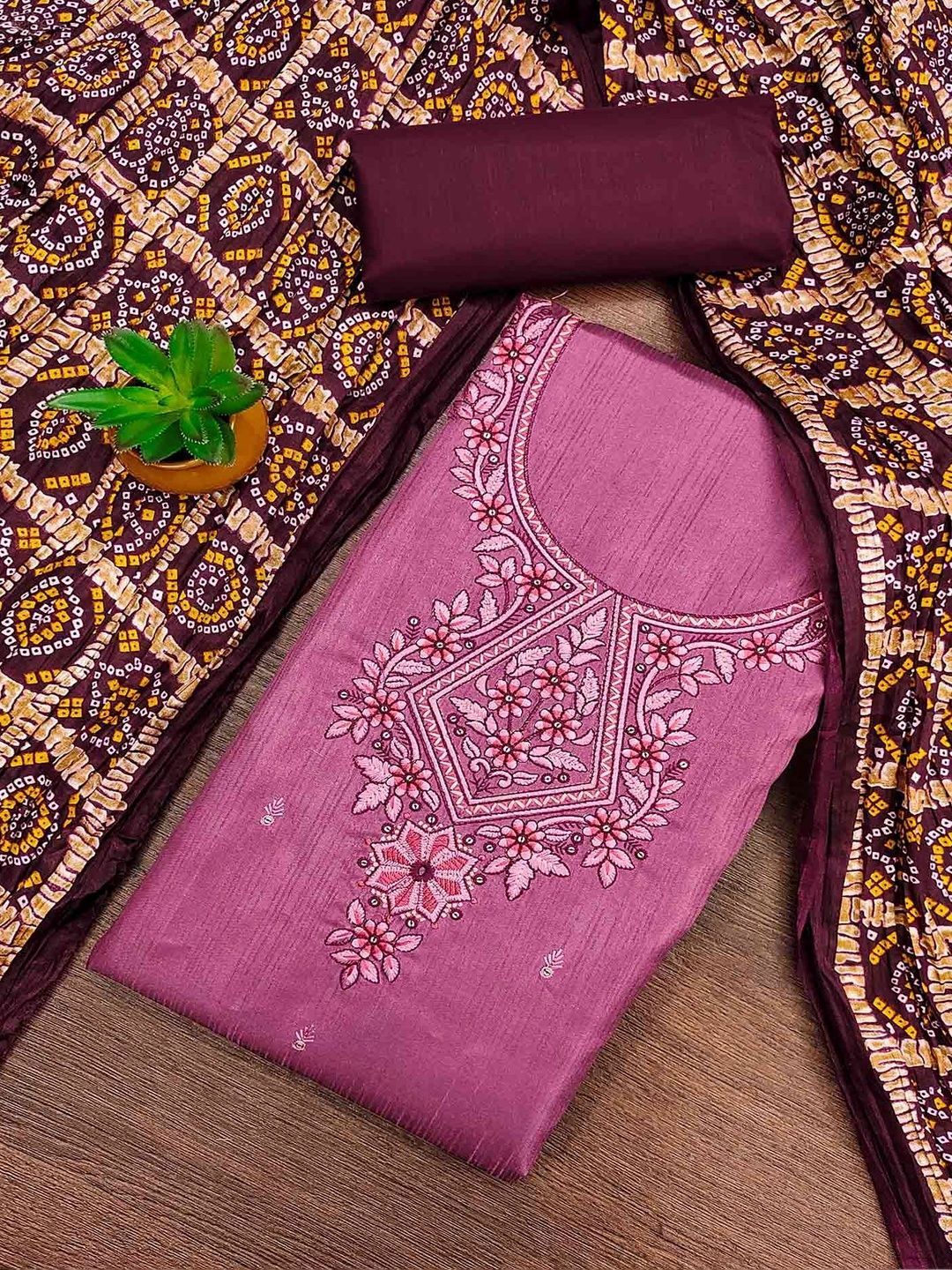 Peachmode Embroidered Unstitched Dress Material