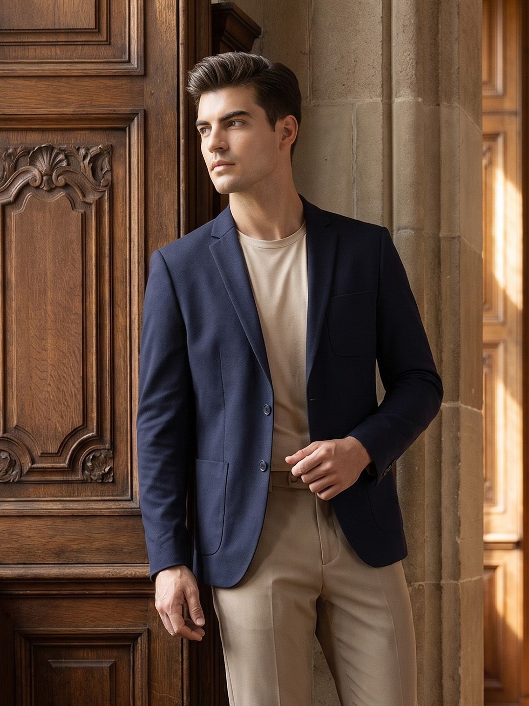 INVICTUS Notched Lapel Collar Formal Blazer