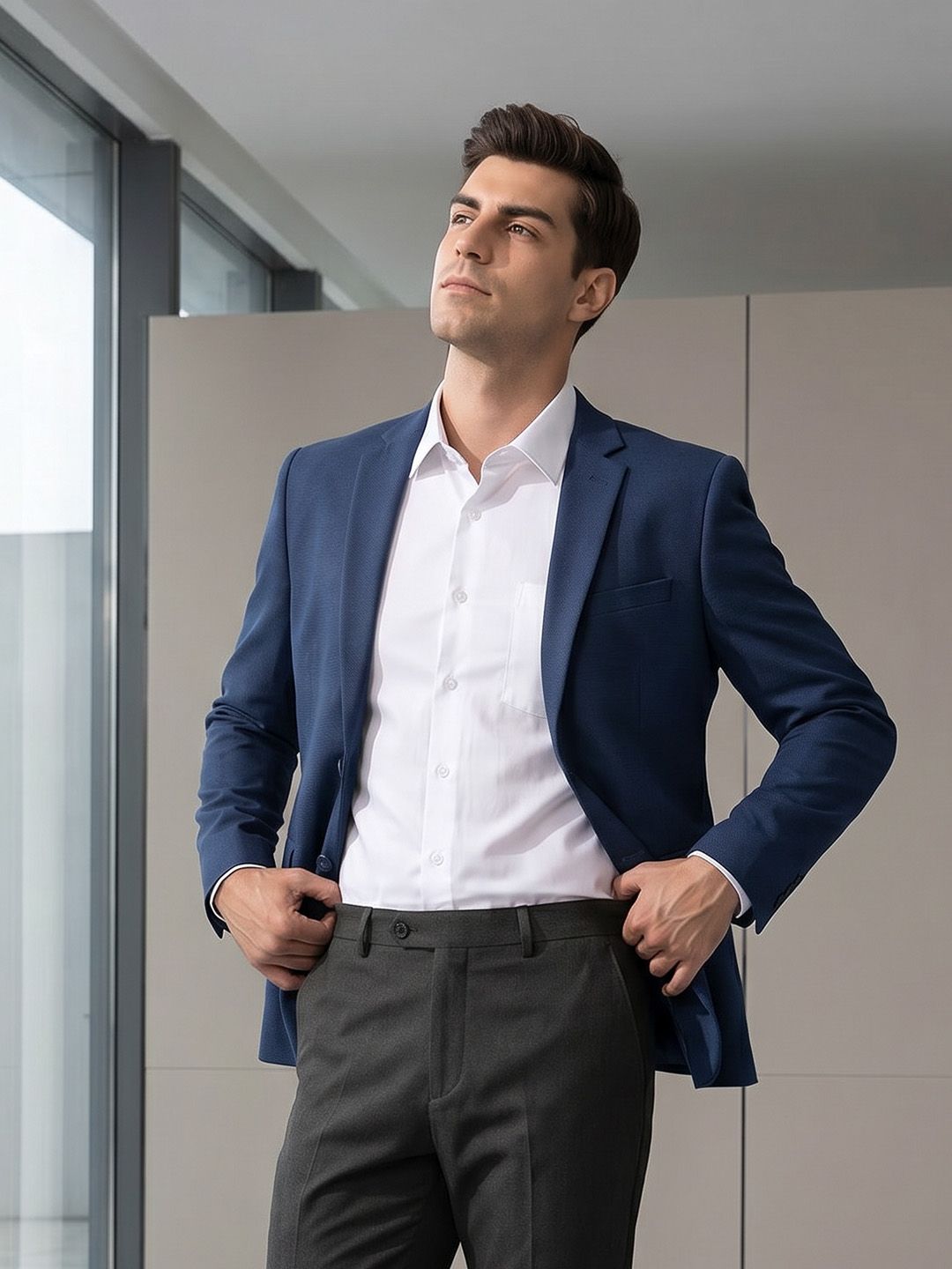 INVICTUS Single-Breasted Notched Lapel Formal Blazer