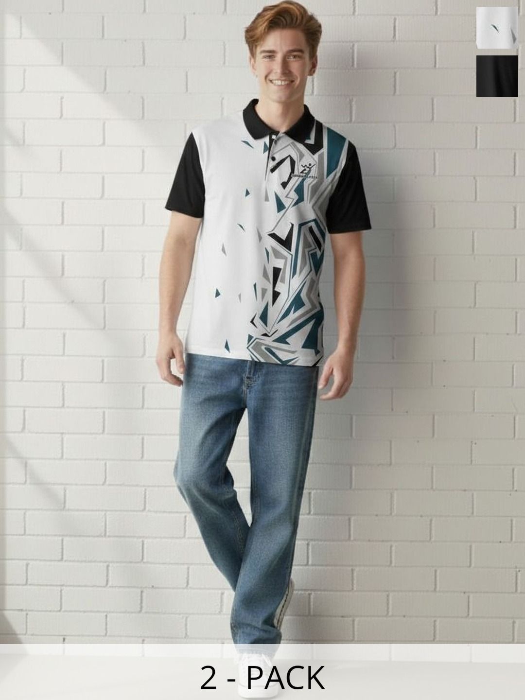 Lookswala Men 2 Colourblocked Polo Collar T-shirt