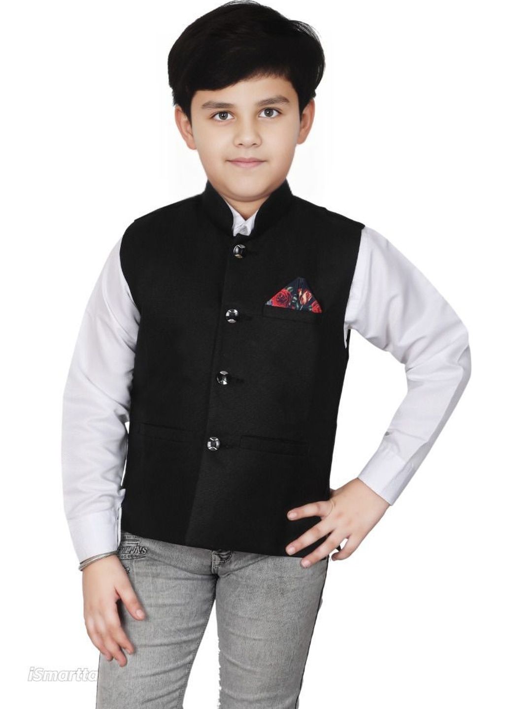 seetoo Boys Mandarin Collar Sleeveless Nehru Jackets