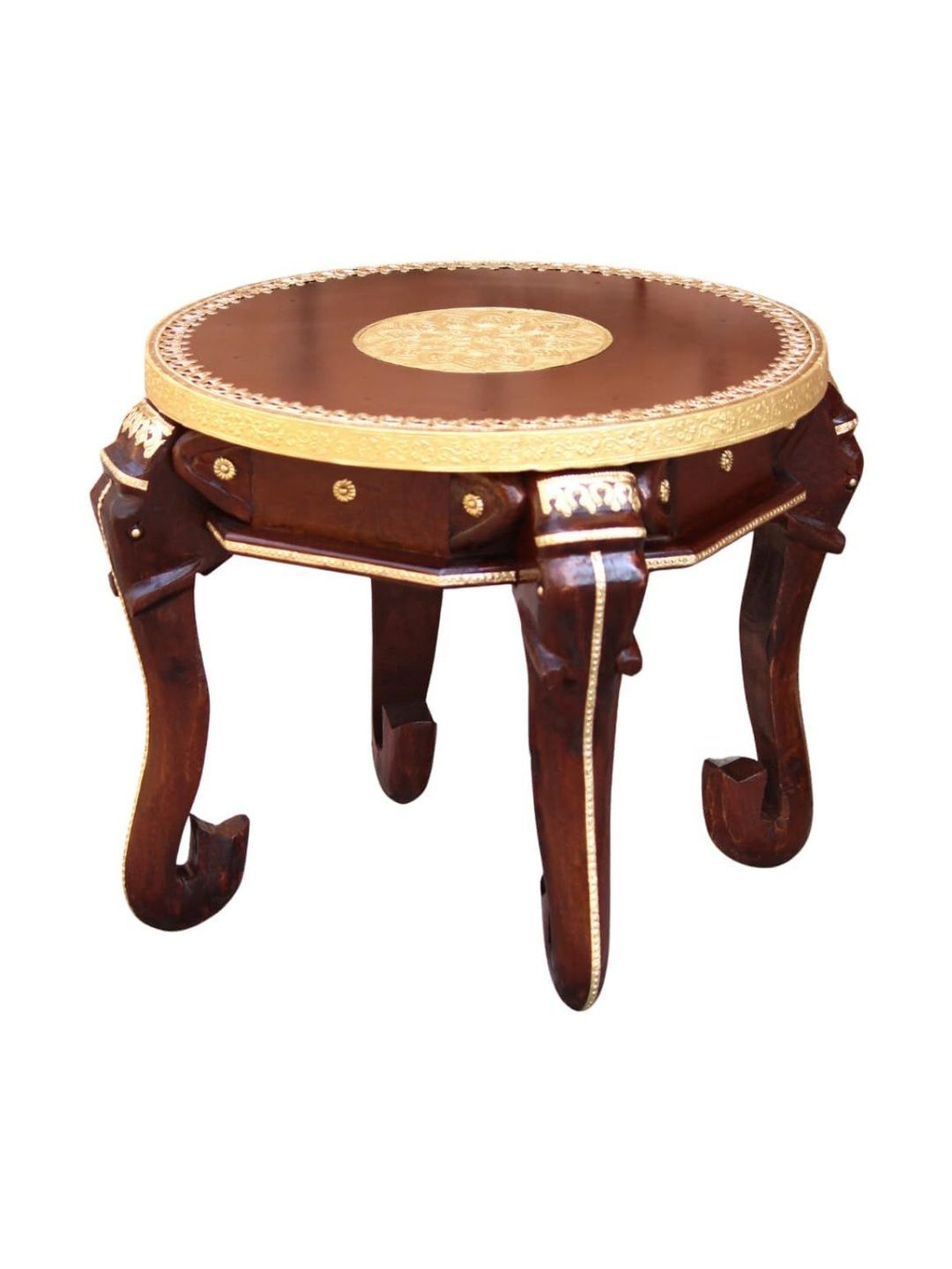 PREET GALLERY PREET GALLERY Brown & Gold-Toned Elephant Design Wooden Coffee Table