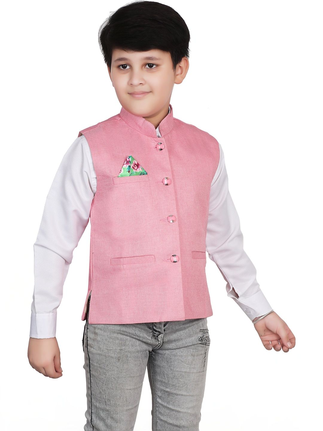 seetoo Boys Mandarin Collar Sleeveless Nehru Jackets