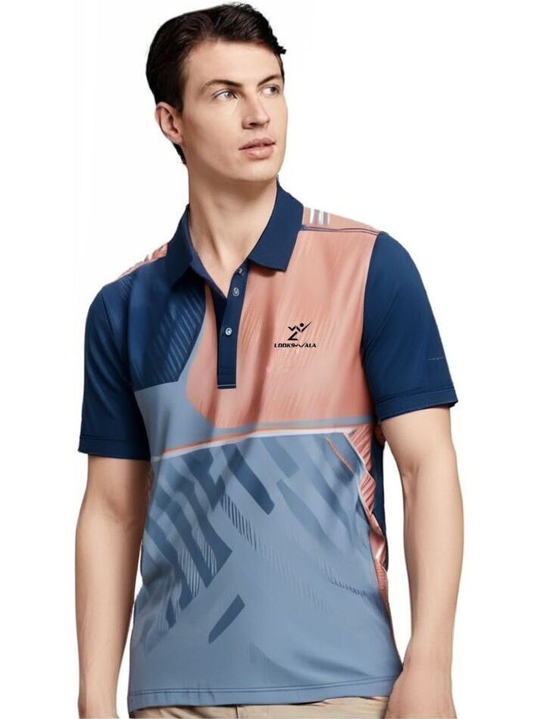 Lookswala Men Printed Polo Collar T-shirt