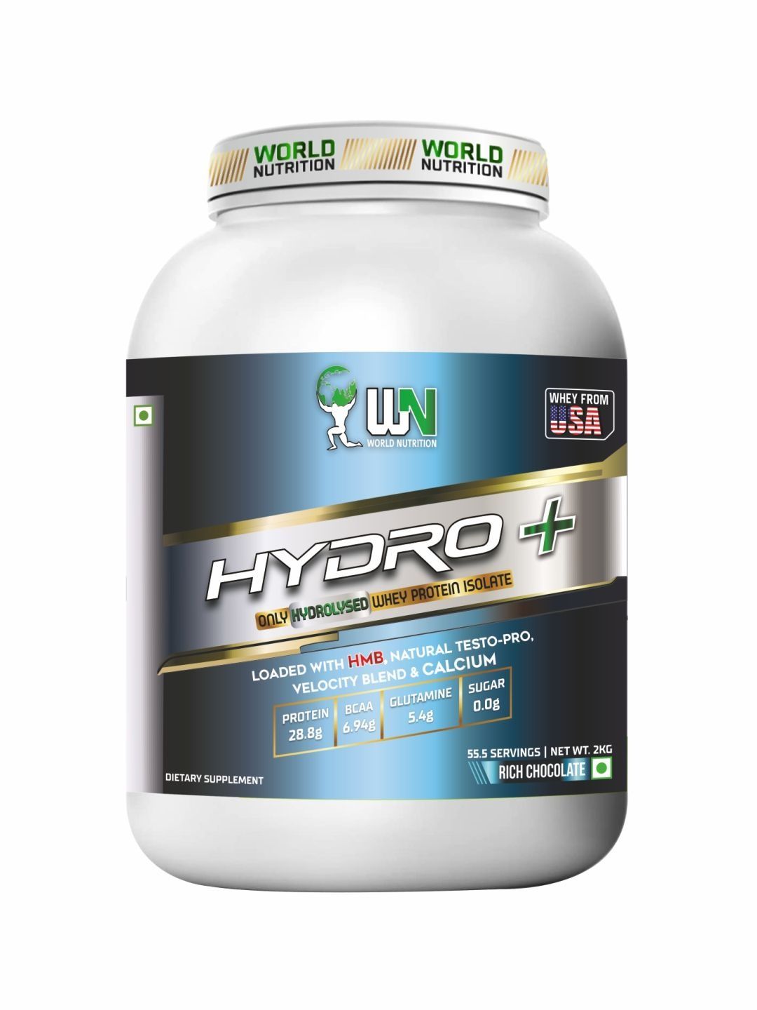 WN WORLD NUTRITION WN WORLD NUTRITION Hydro+ Whey Protein Isolate Powder - 2Kg - Rich Chocolate