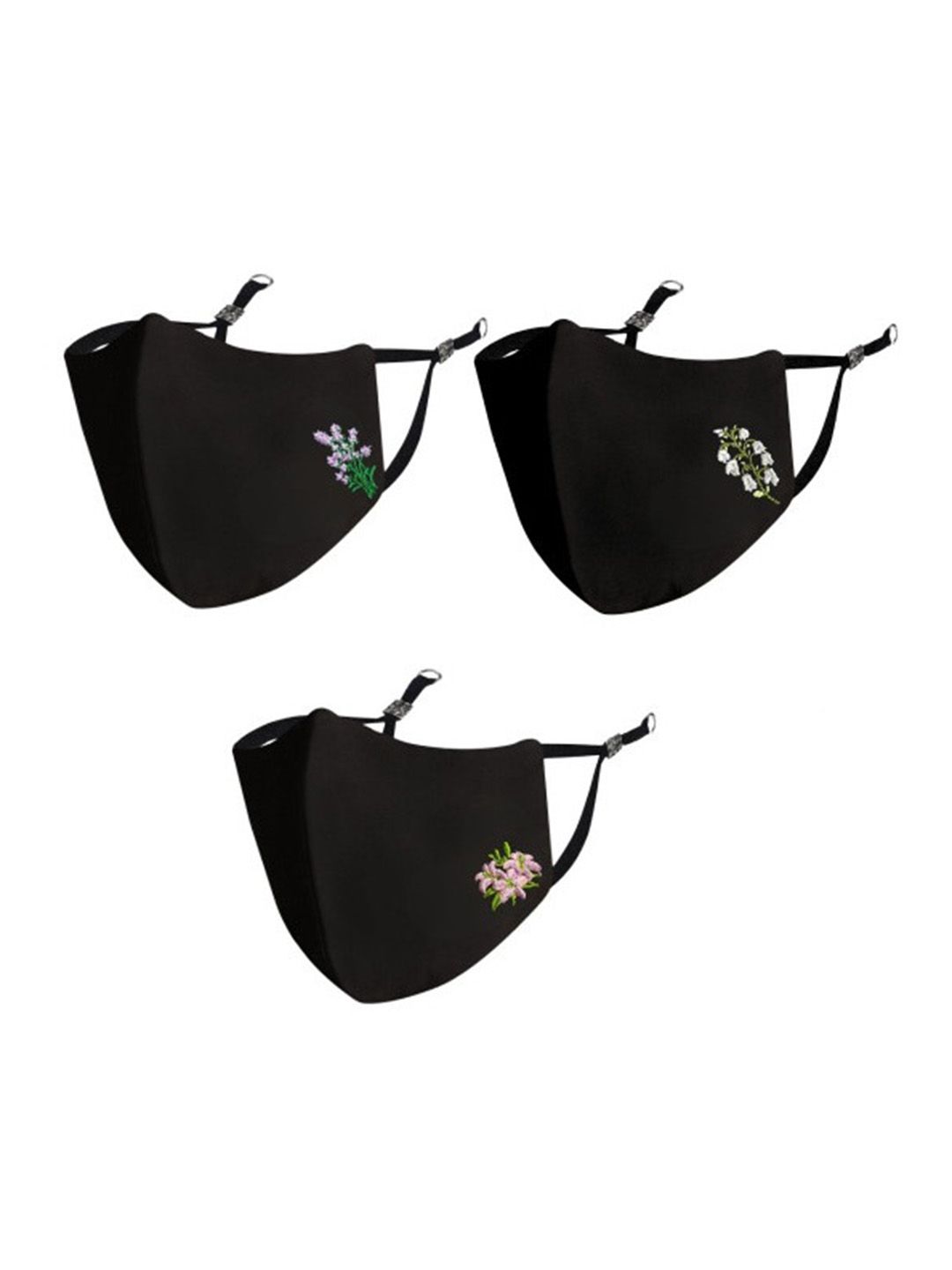 MASQ MASQ Pack Of 3 Embroidered Cotton Outdoor Masks
