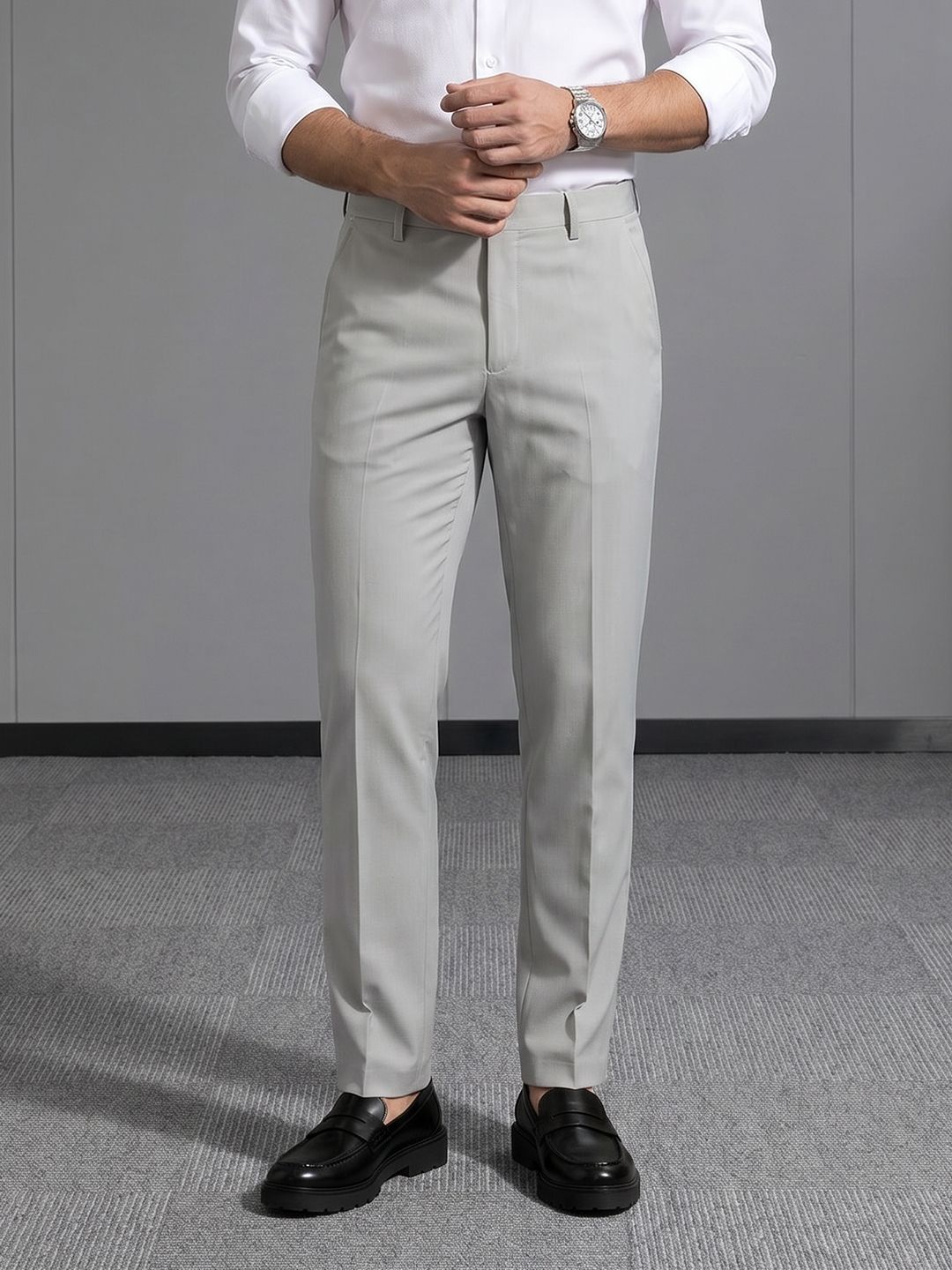 INVICTUS Men Flat-Front Formal Trouser