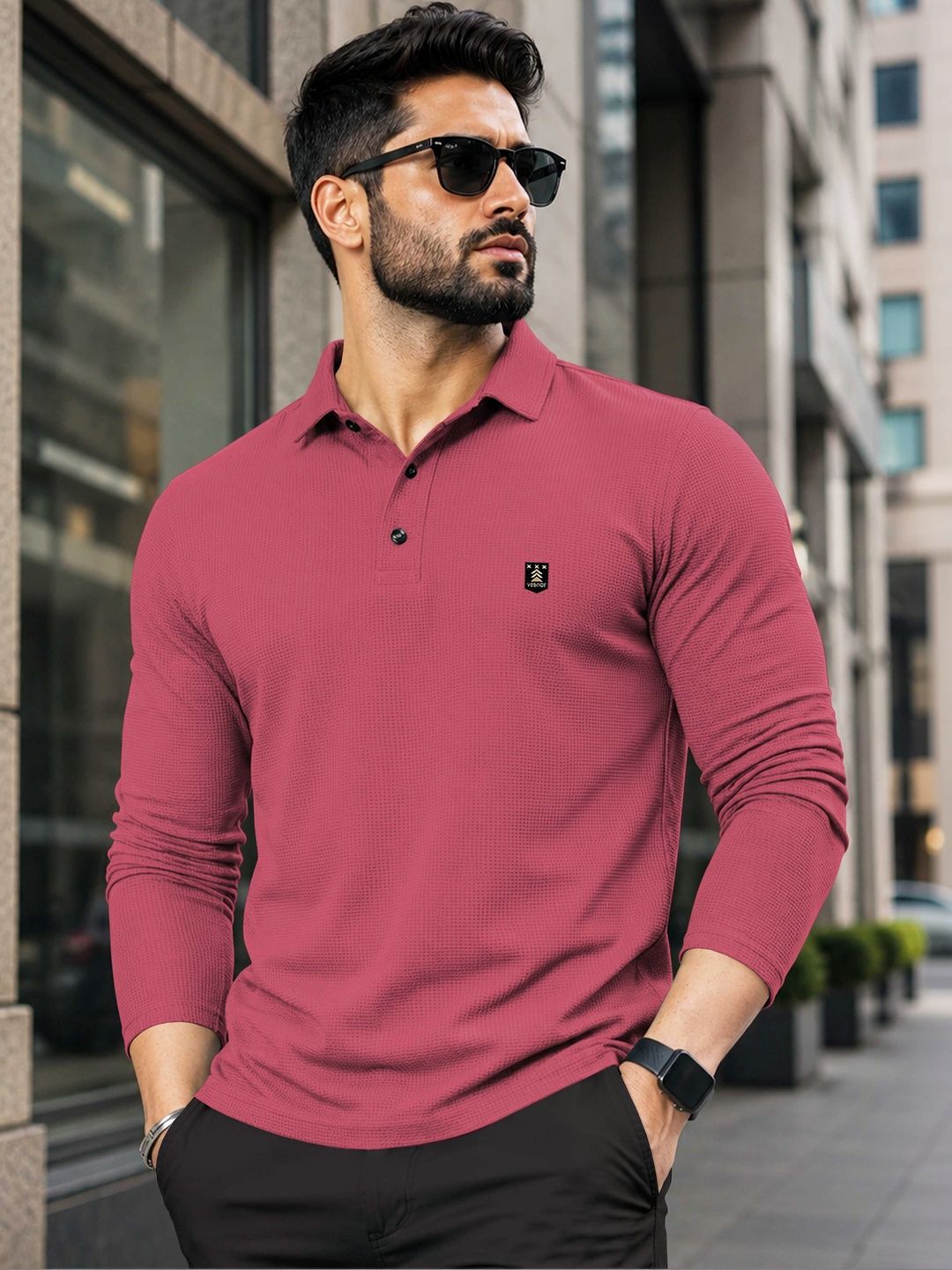 VeBNoR Polo Collar Long Sleeves T-shirt