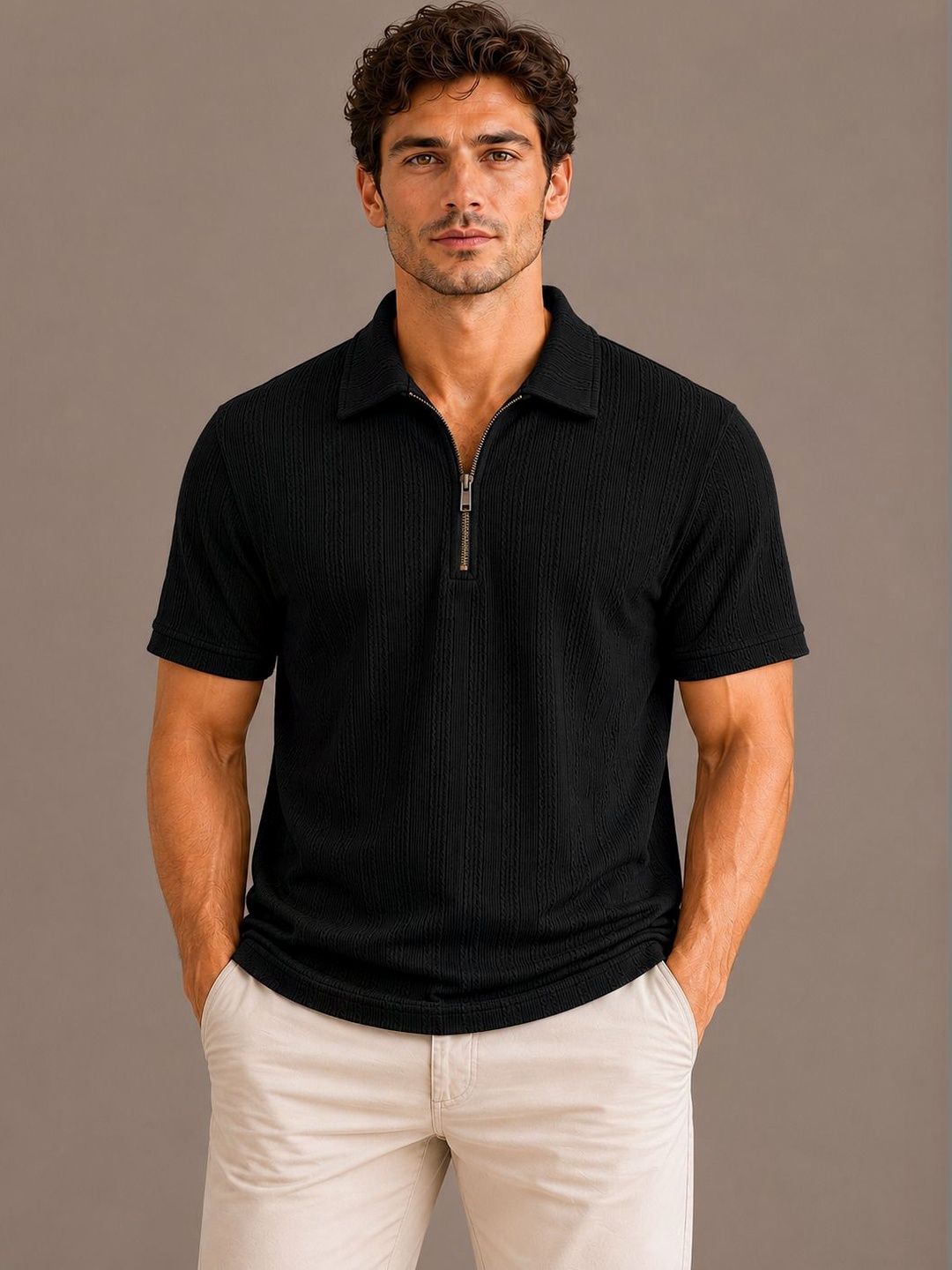 ROOPKAR Men Polo Collar T-shirt