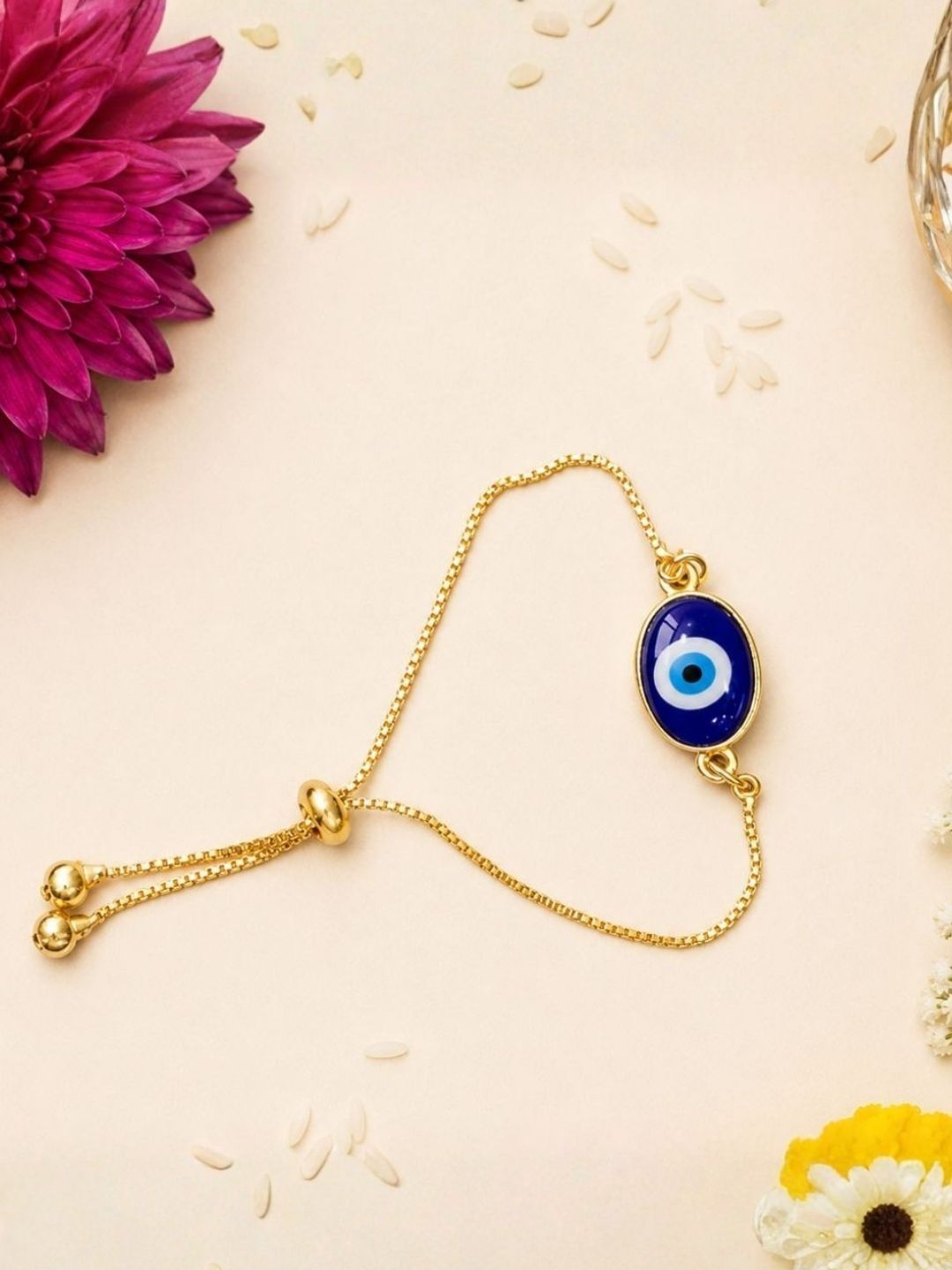 I Jewels Men Enamel Evil Eye Rakhi Hanging Lumba Rakhi With Roli & Chawal