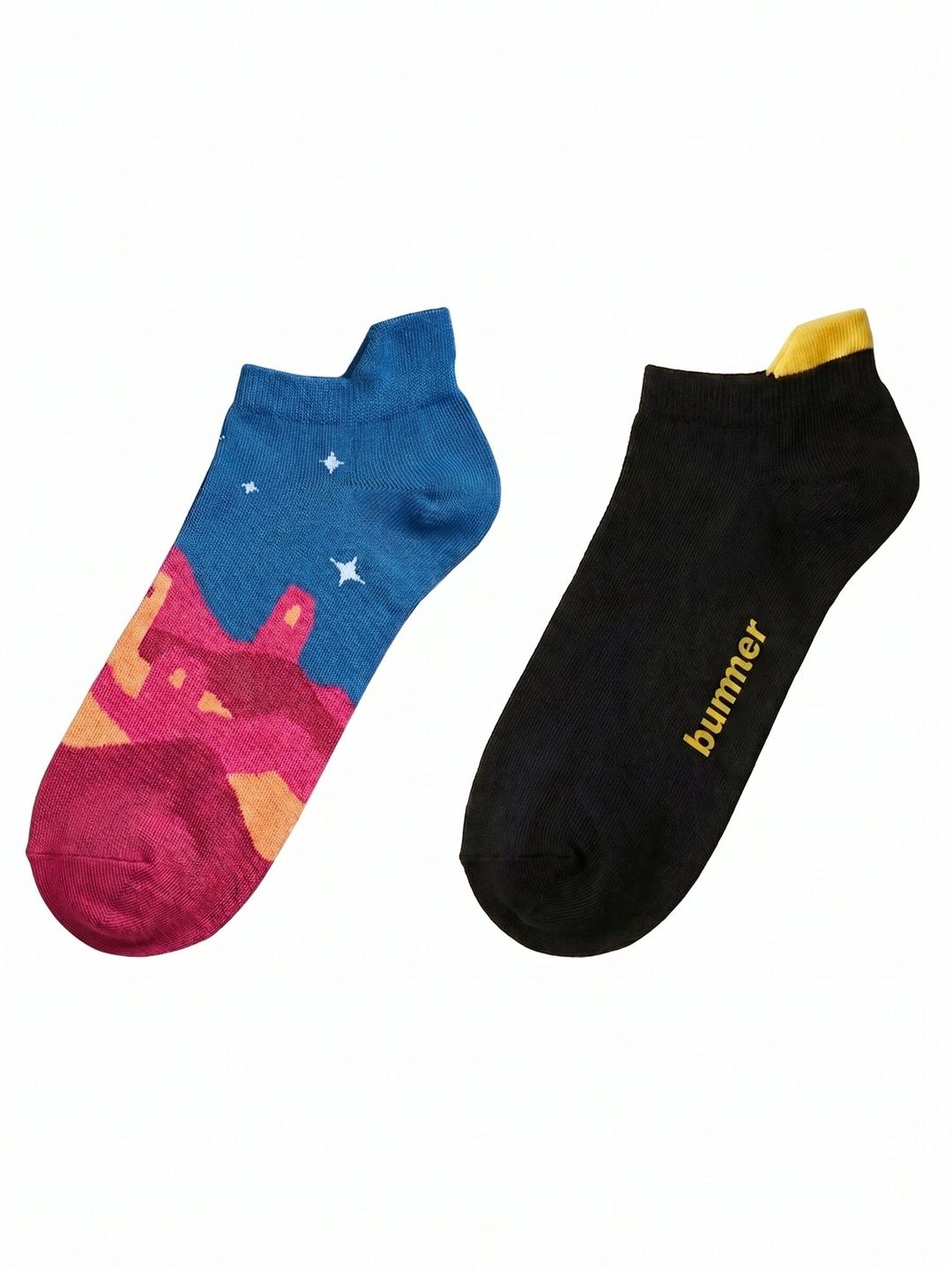 bummer Unisex Pack of 2 Cotton Patterned Ankle Length Socks