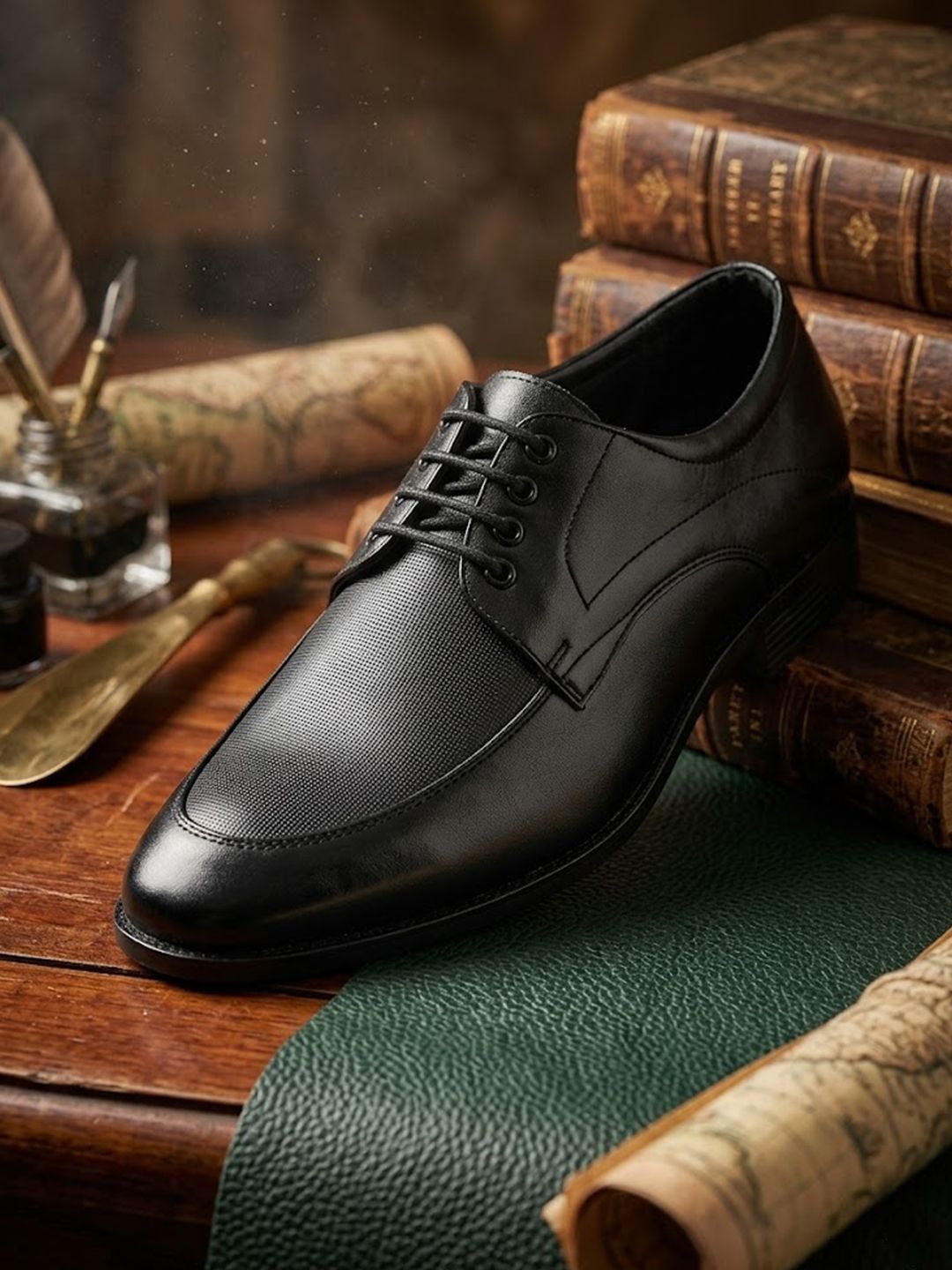 HERE&NOW Men Textured Square Toe Lace-Ups Derbys Formal Shoes