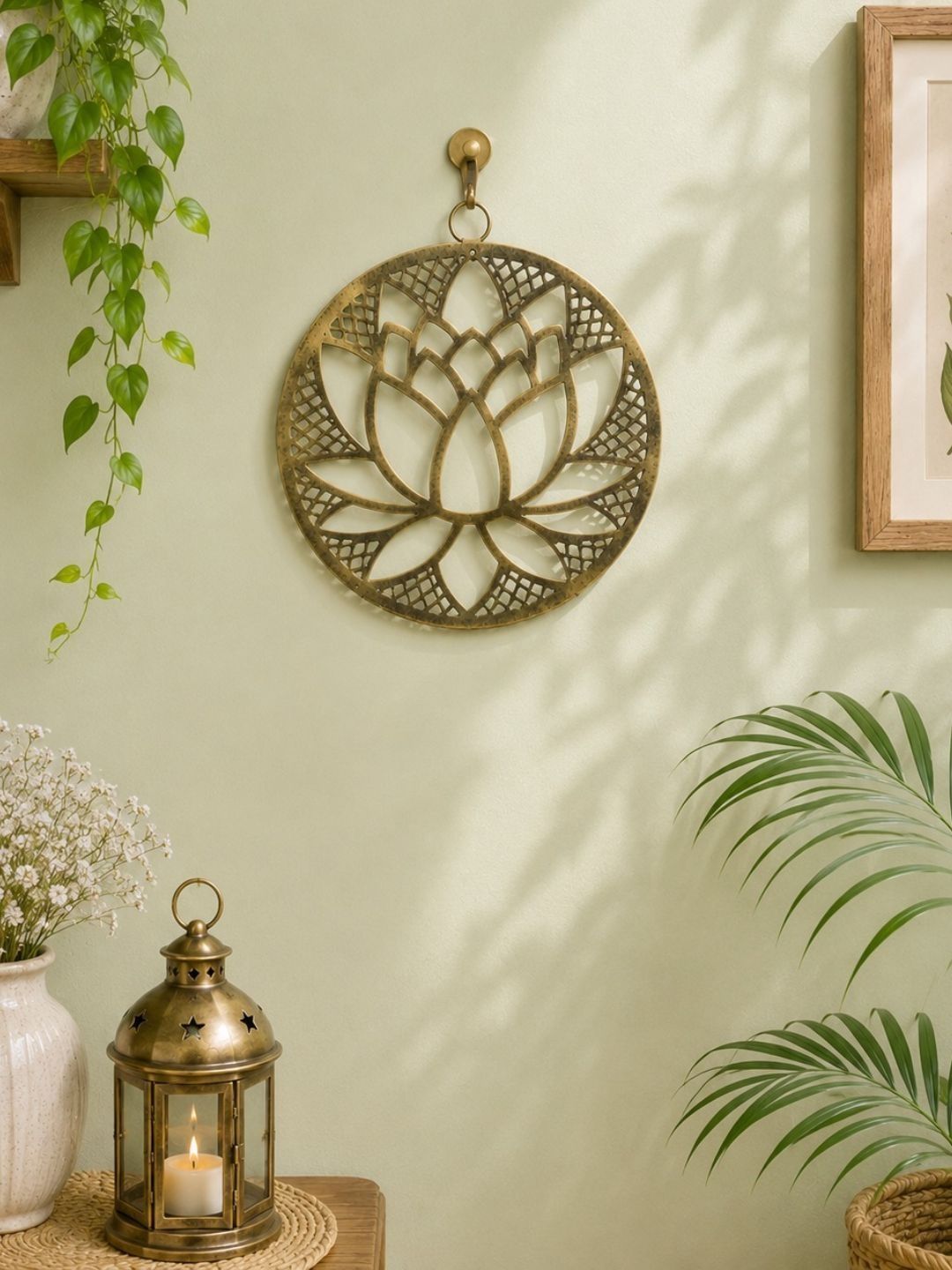 DULI Lotus Design Metal Floral Glossy Hanging Hall Wall Hangings-14In