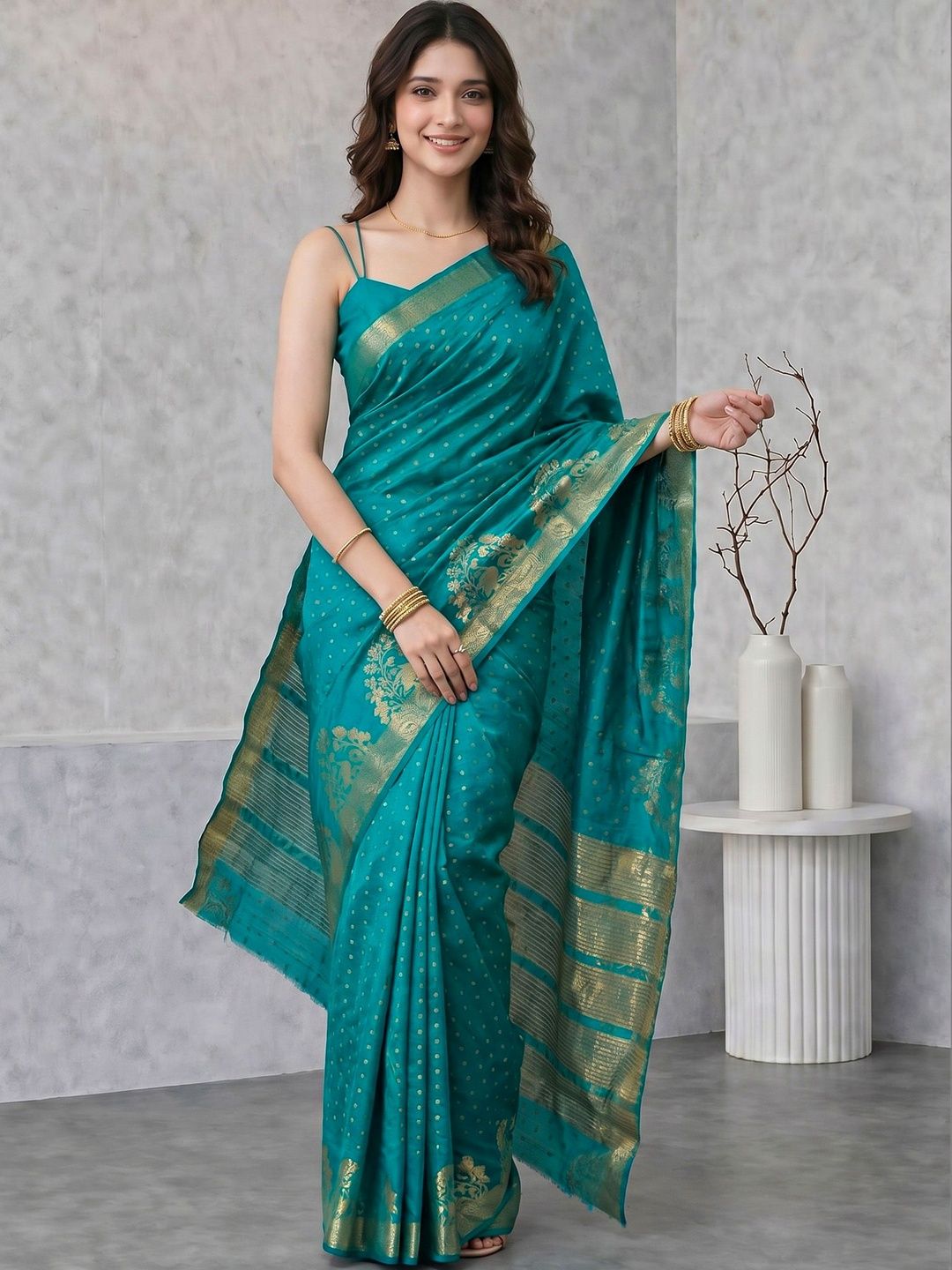 Meena Bazaar Woven Design Zari Art Silk Saree