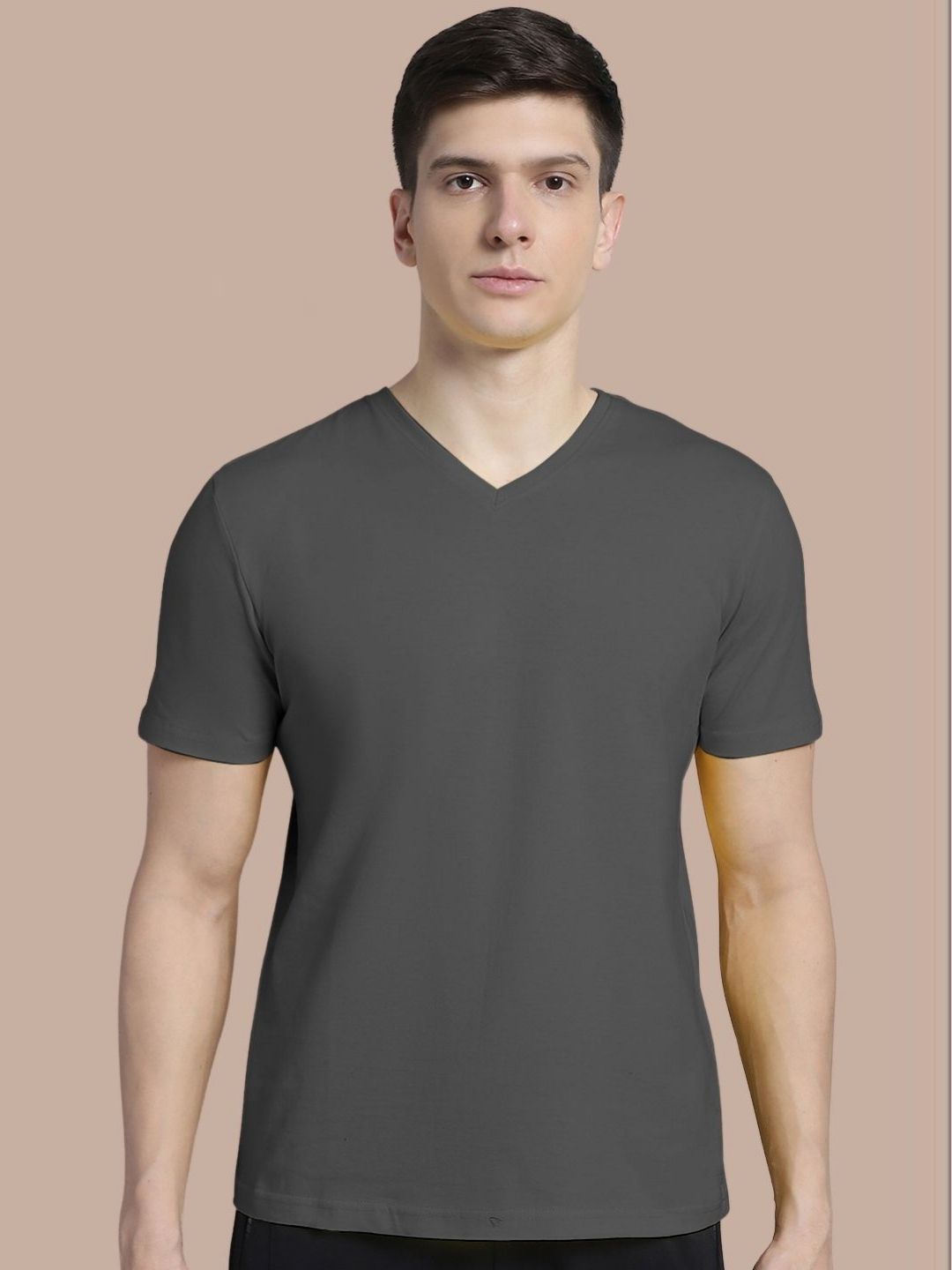FBAR Men Solid Cotton V Neck T Shirt