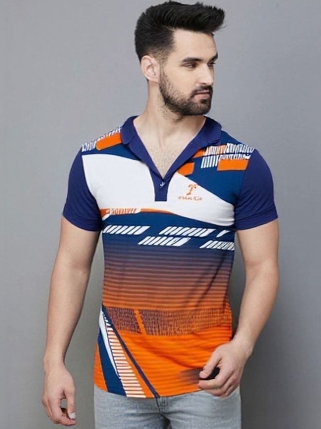 Lookswala Men Printed Polo Collar T-shirt