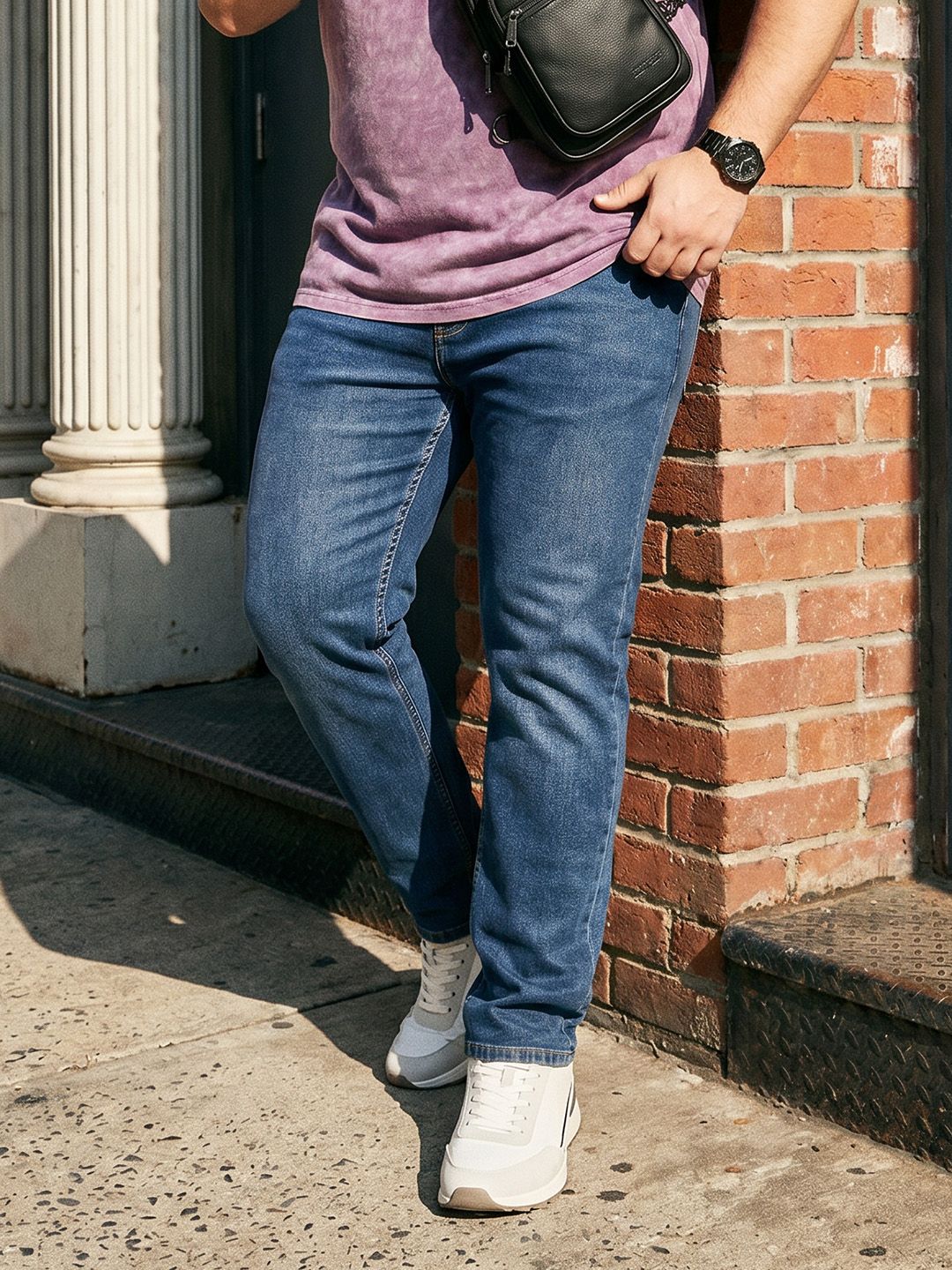 Sztori Men Plus Size Regular Fit Light Fade Stretchable Jeans