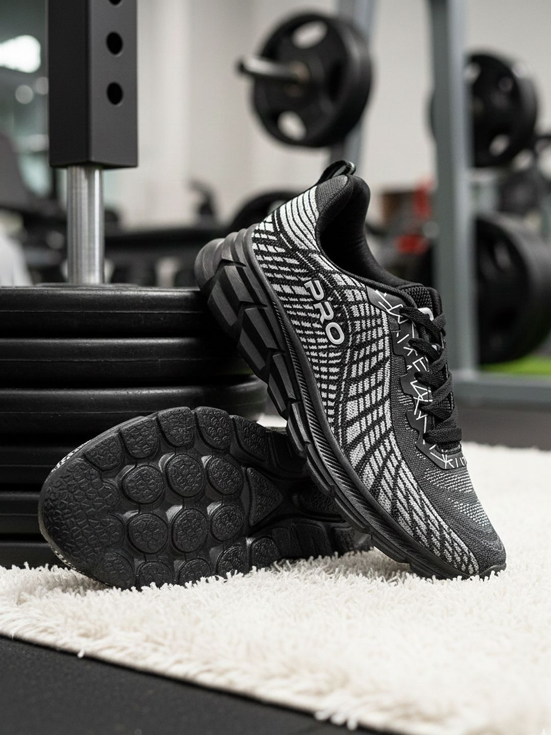 Khadims Men Textured Round Toe Lace Ups Bounce Training or Gym Non-Marking Sports Shoes