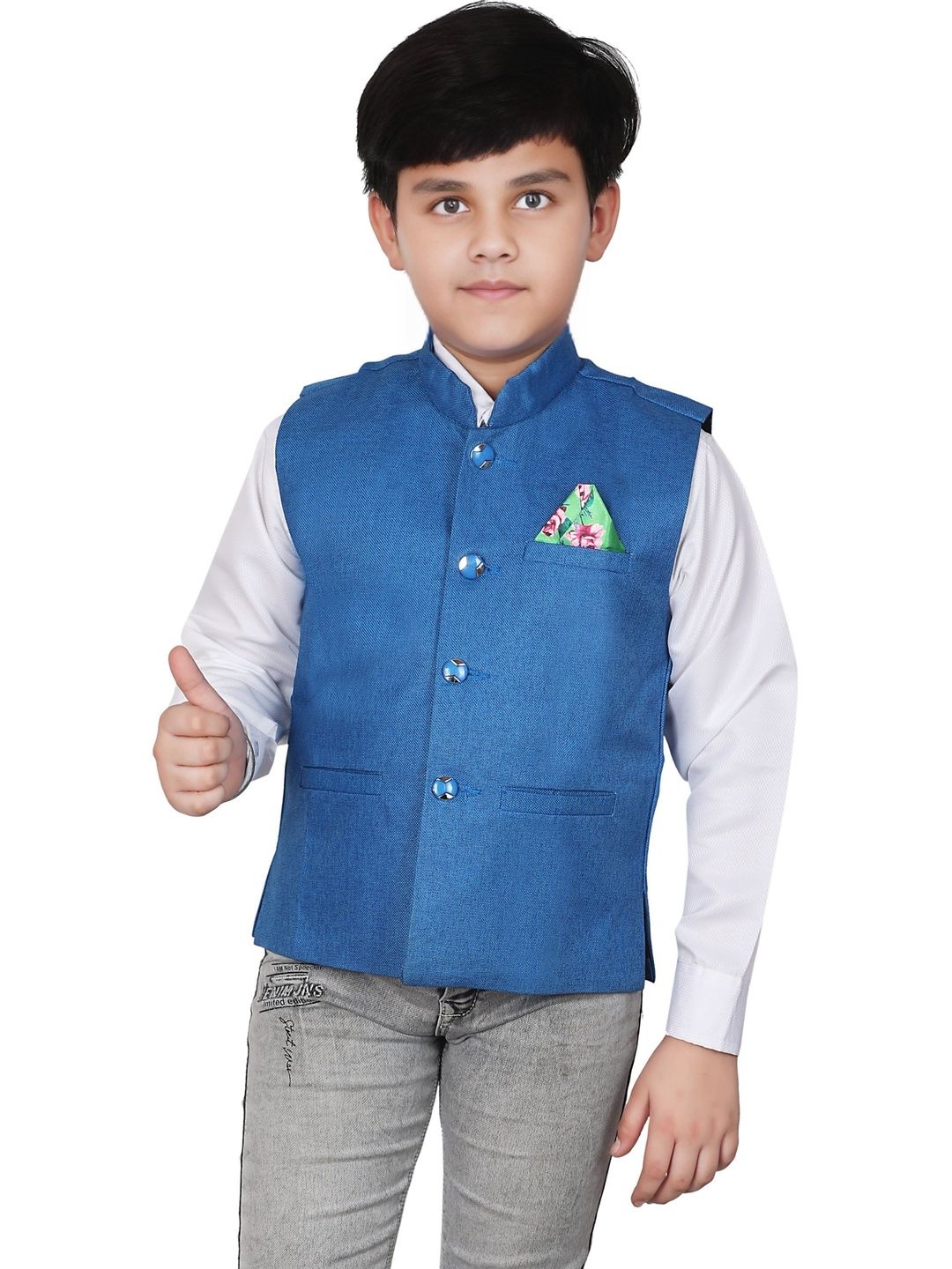seetoo Boys Mandarin Collar Sleeveless Nehru Jackets