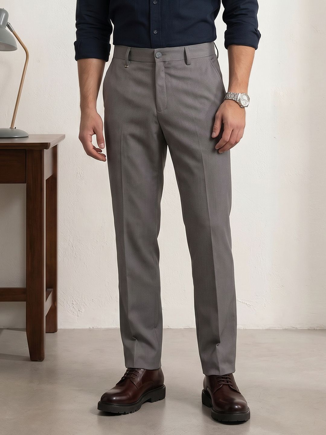 INVICTUS Men Flat-Front Formal Trouser