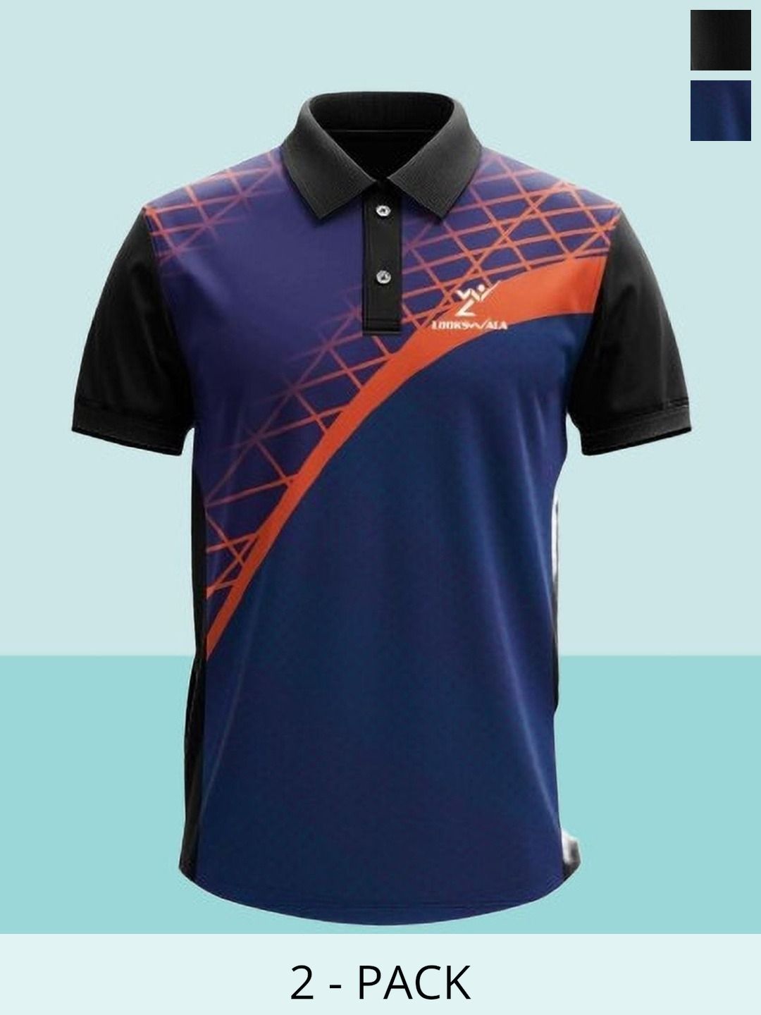 Lookswala Pack Of 2 Graphic Printed Polo Collar Regular Sleeves T-shirts