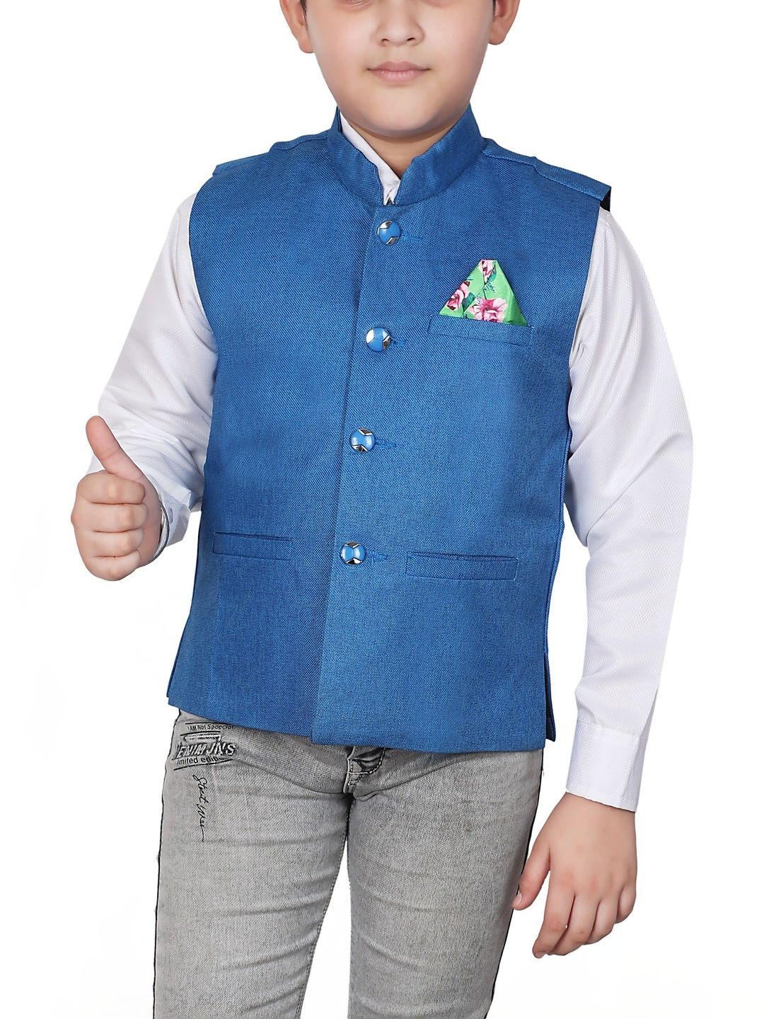 seetoo Boys Mandarin Collar Sleeveless Nehru Jackets