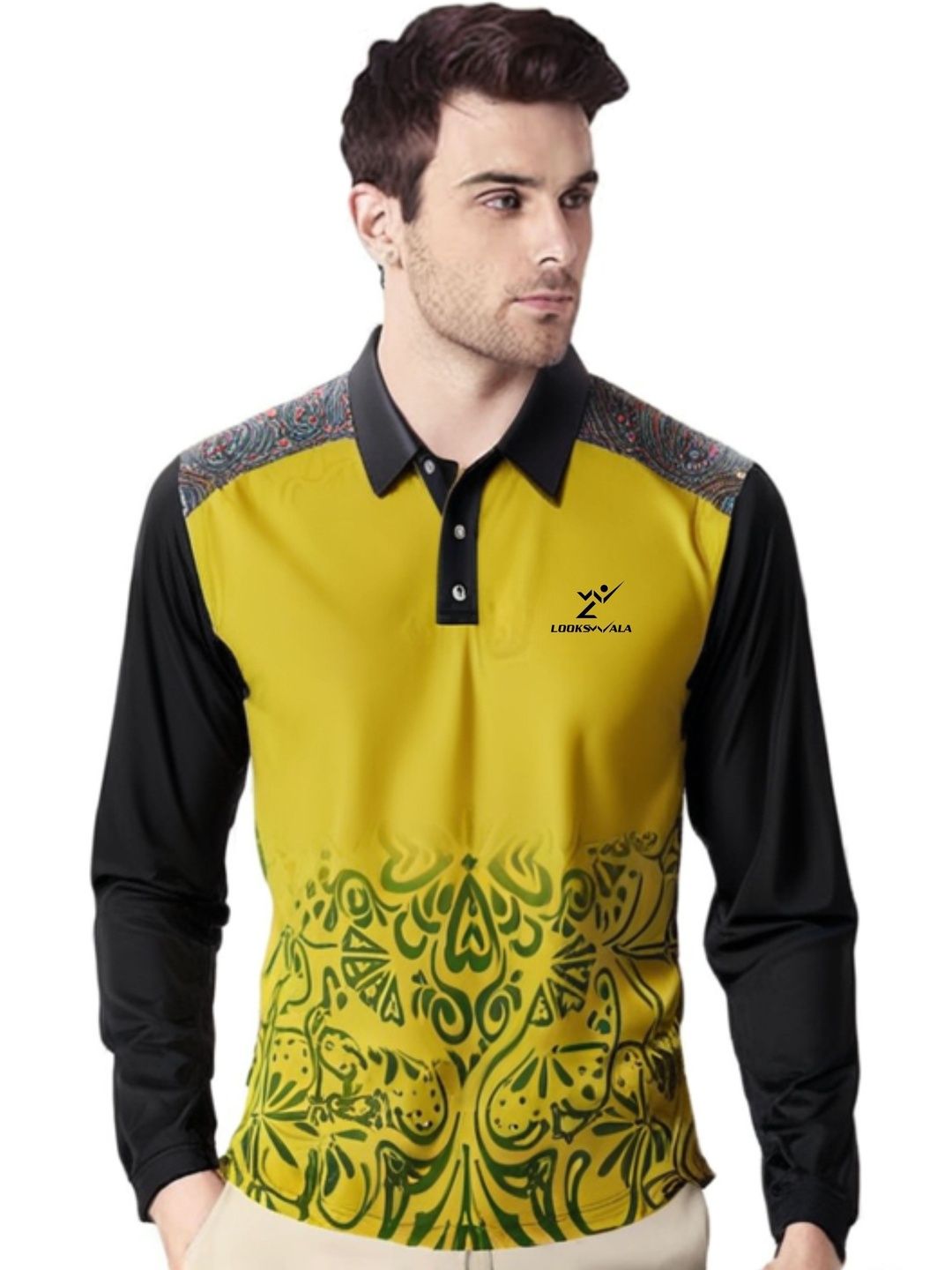 Lookswala Men Printed Polo Collar T-shirt