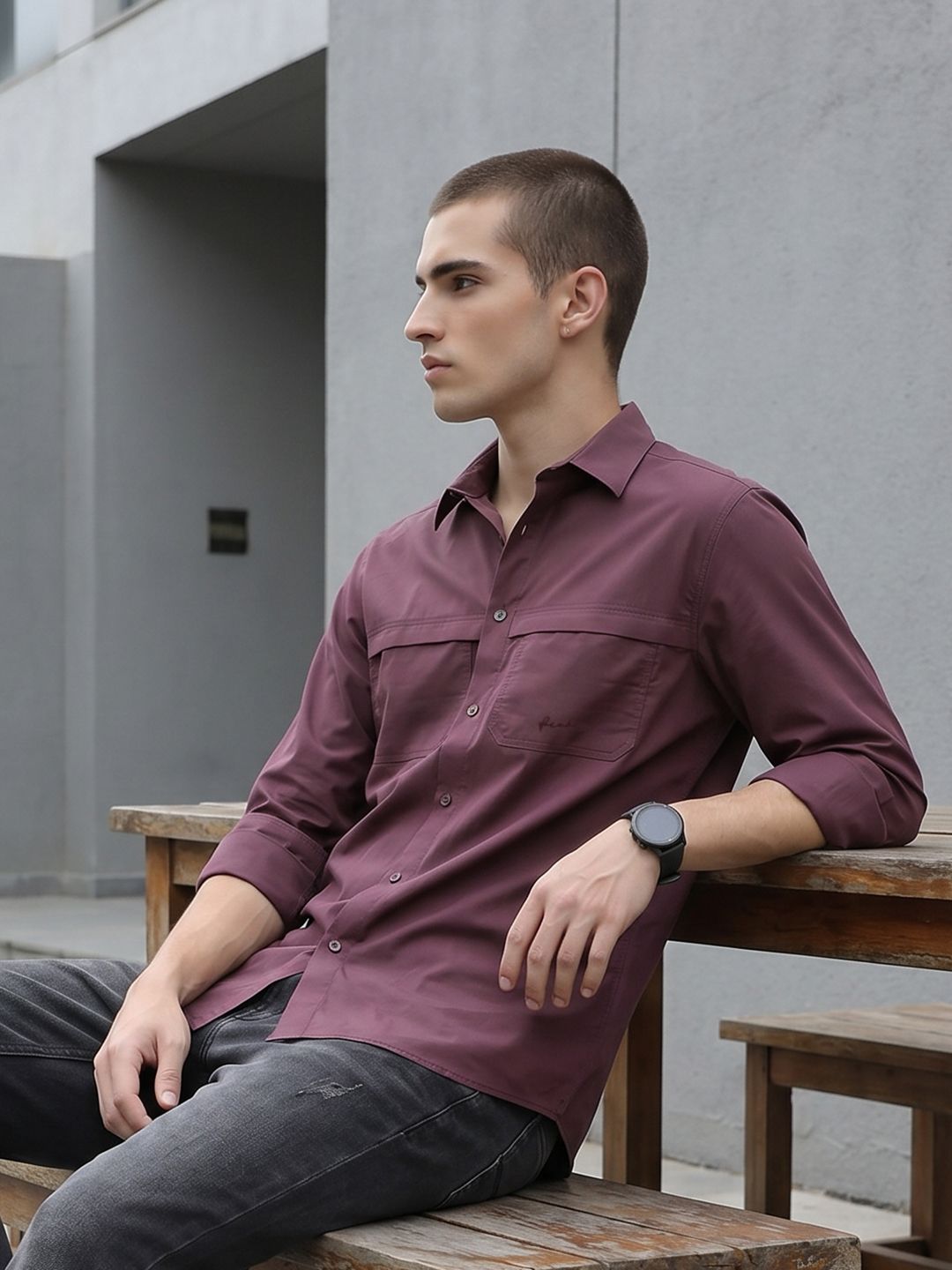 FCUK Spread Collar Casual Shirt