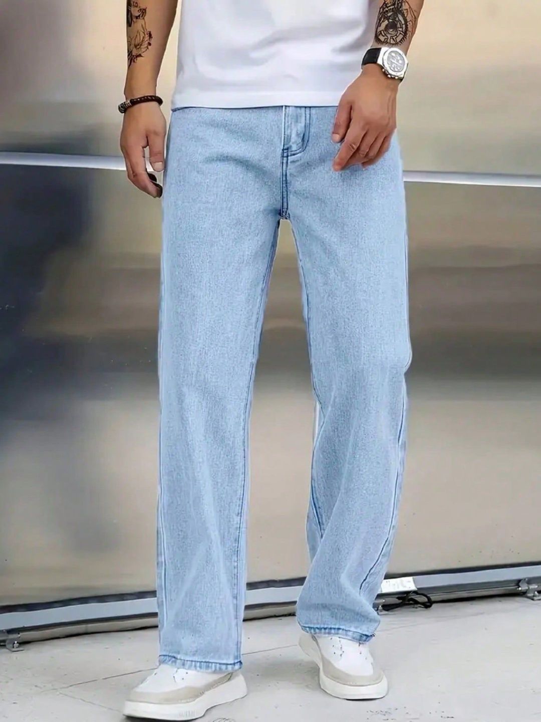 YAMEETFIT Men Jean Straight Fit Mid-Rise Jeans
