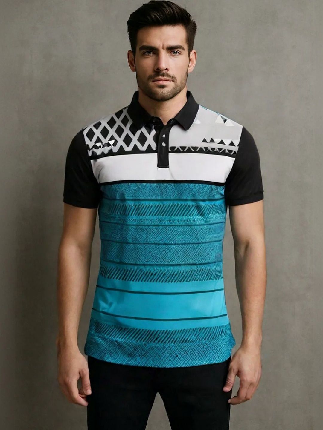 Lookswala Men Printed Polo Collar T-shirt