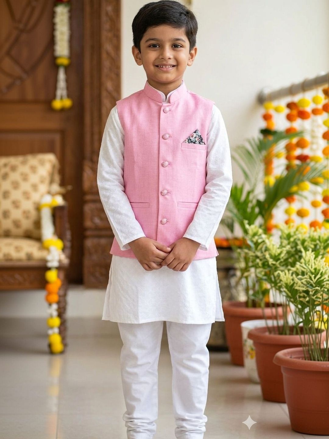 seetoo Boys Mandarin Collar Sleeveless Nehru Jackets