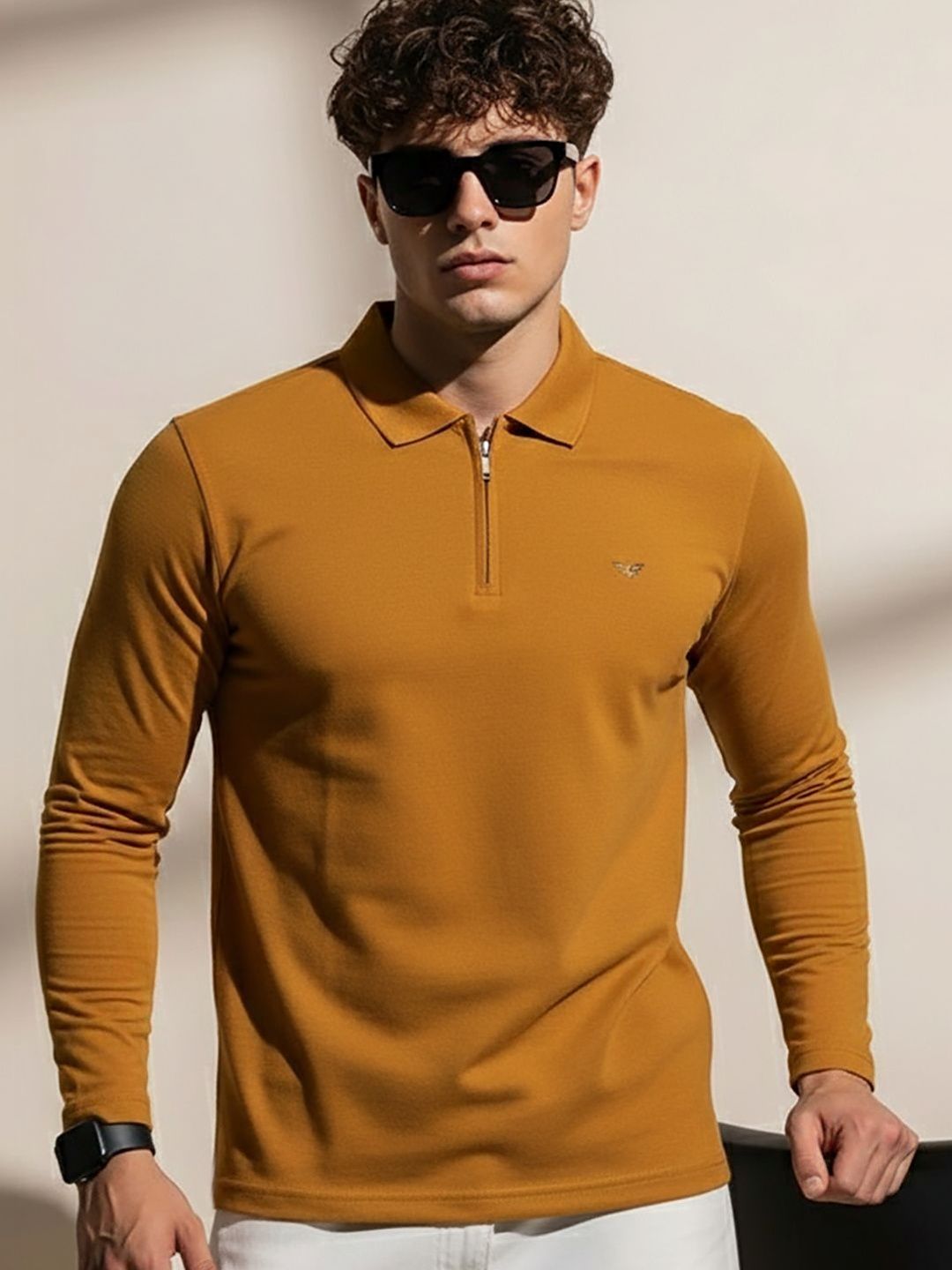 XYRIS Men Brand Logo Polo Collar T-shirt