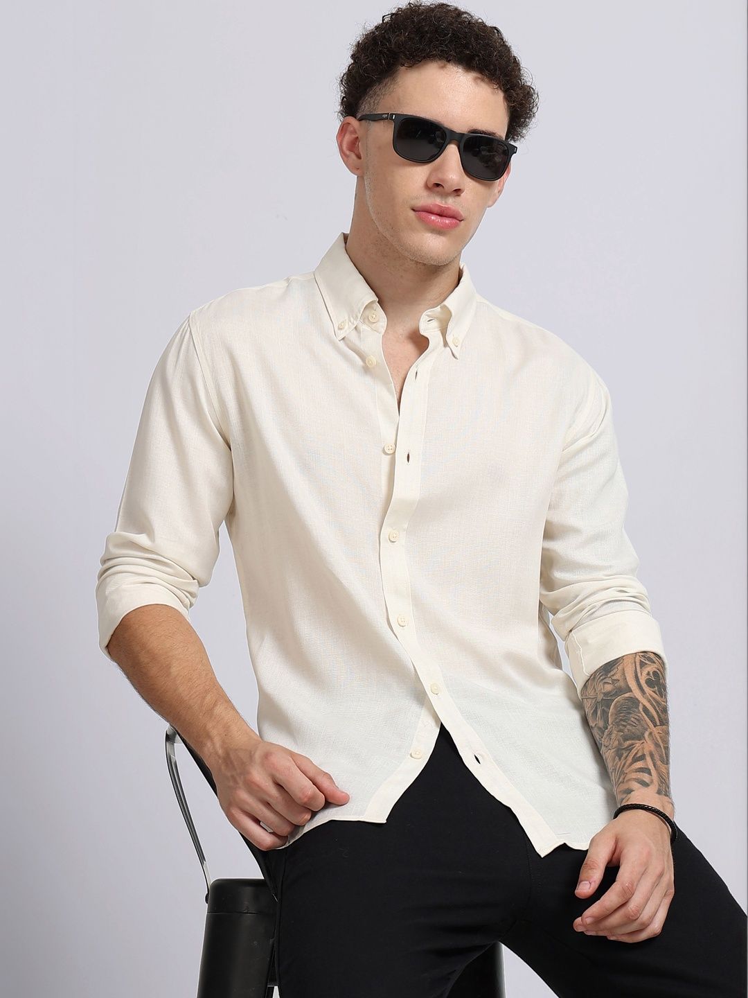 Blu MNKY Men Classic Slim Fit Casual Shirt