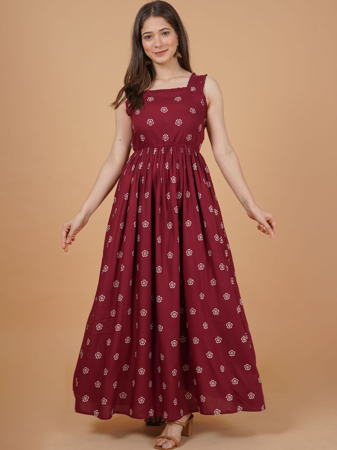 DAEVISH Floral Print Maxi Dress