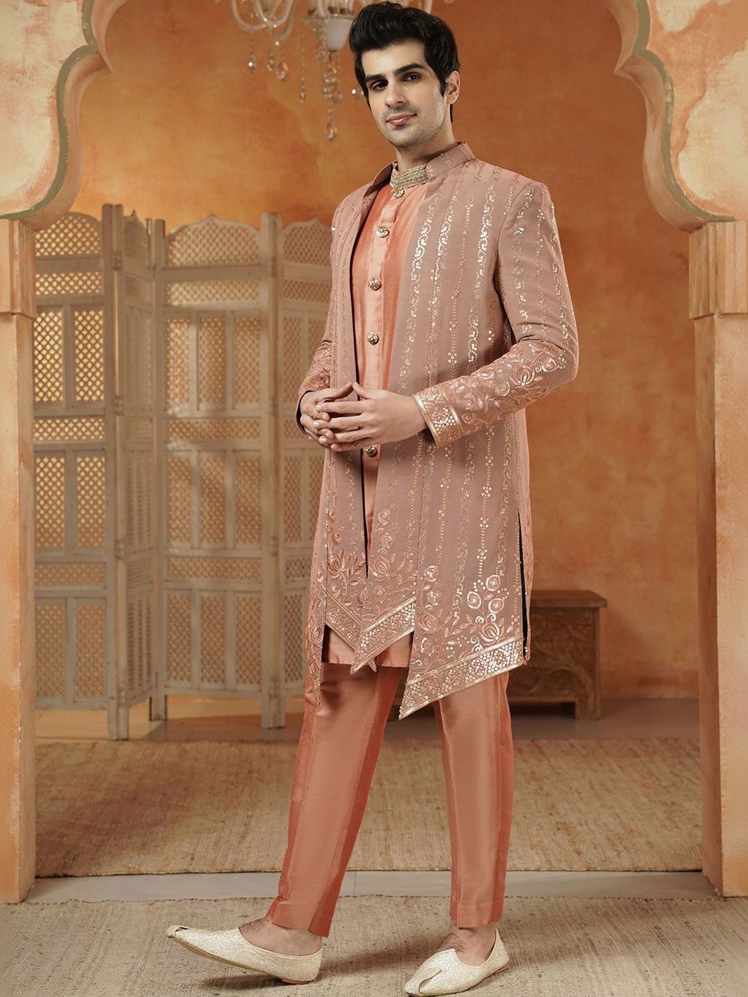Utsav Fashion Resham & Sequins Work Embroidered Sherwani Set