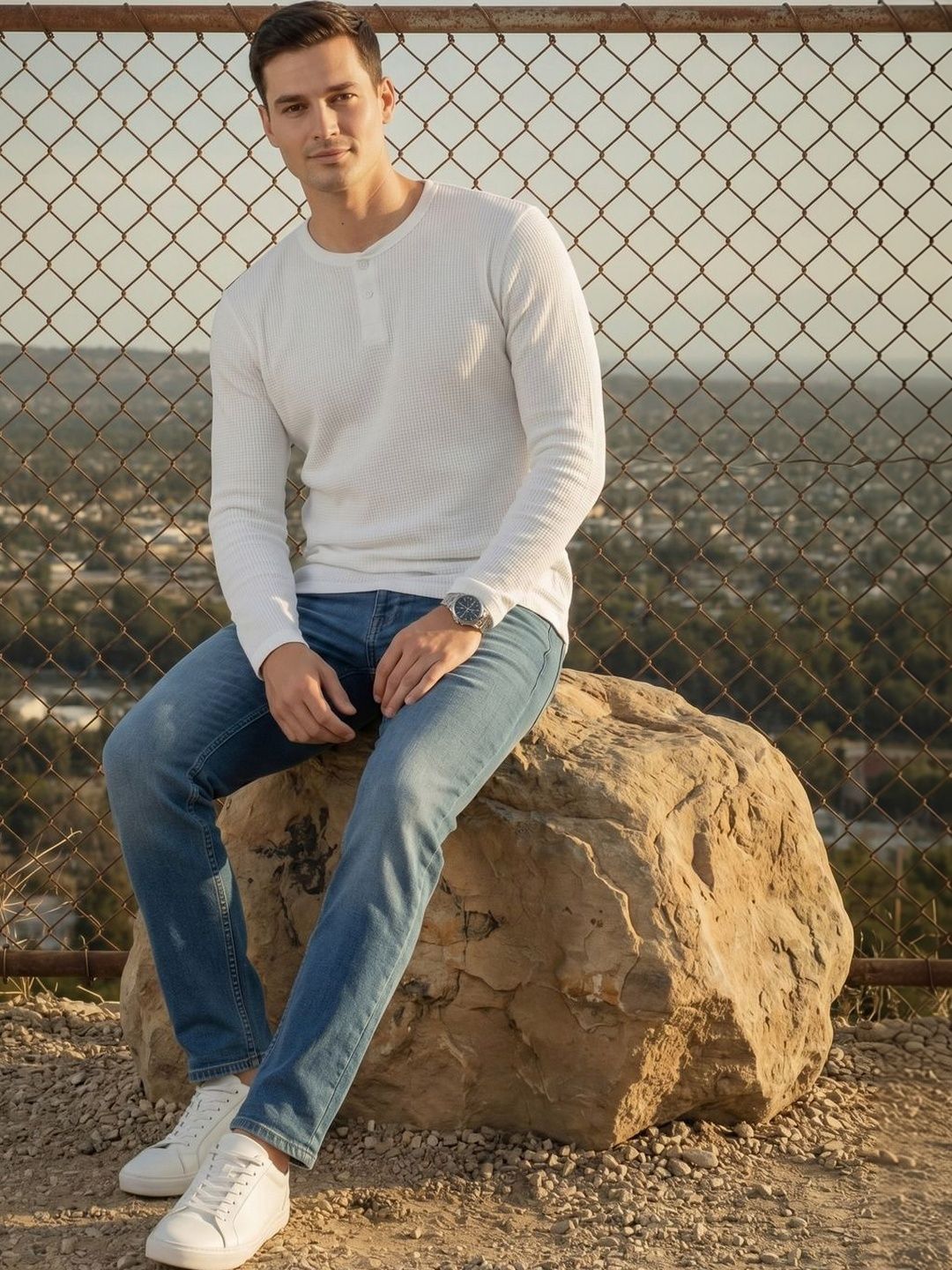 Roadster Men Henley Neck T-shirt