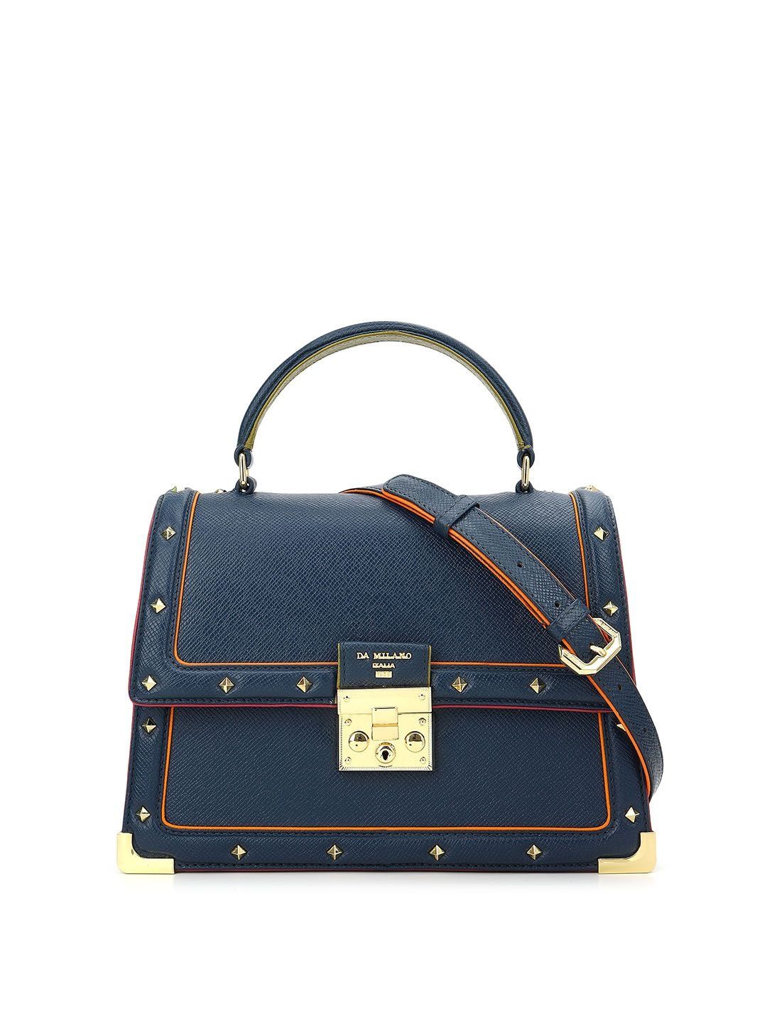 Leather Structured Handheld Bag Da Milano Textured Leather Structured Handheld Bag
