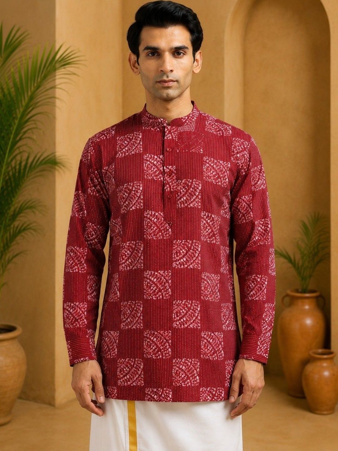 TATTVA Men Ethnic Motifs Printed Indie Prints Khadi Kurta