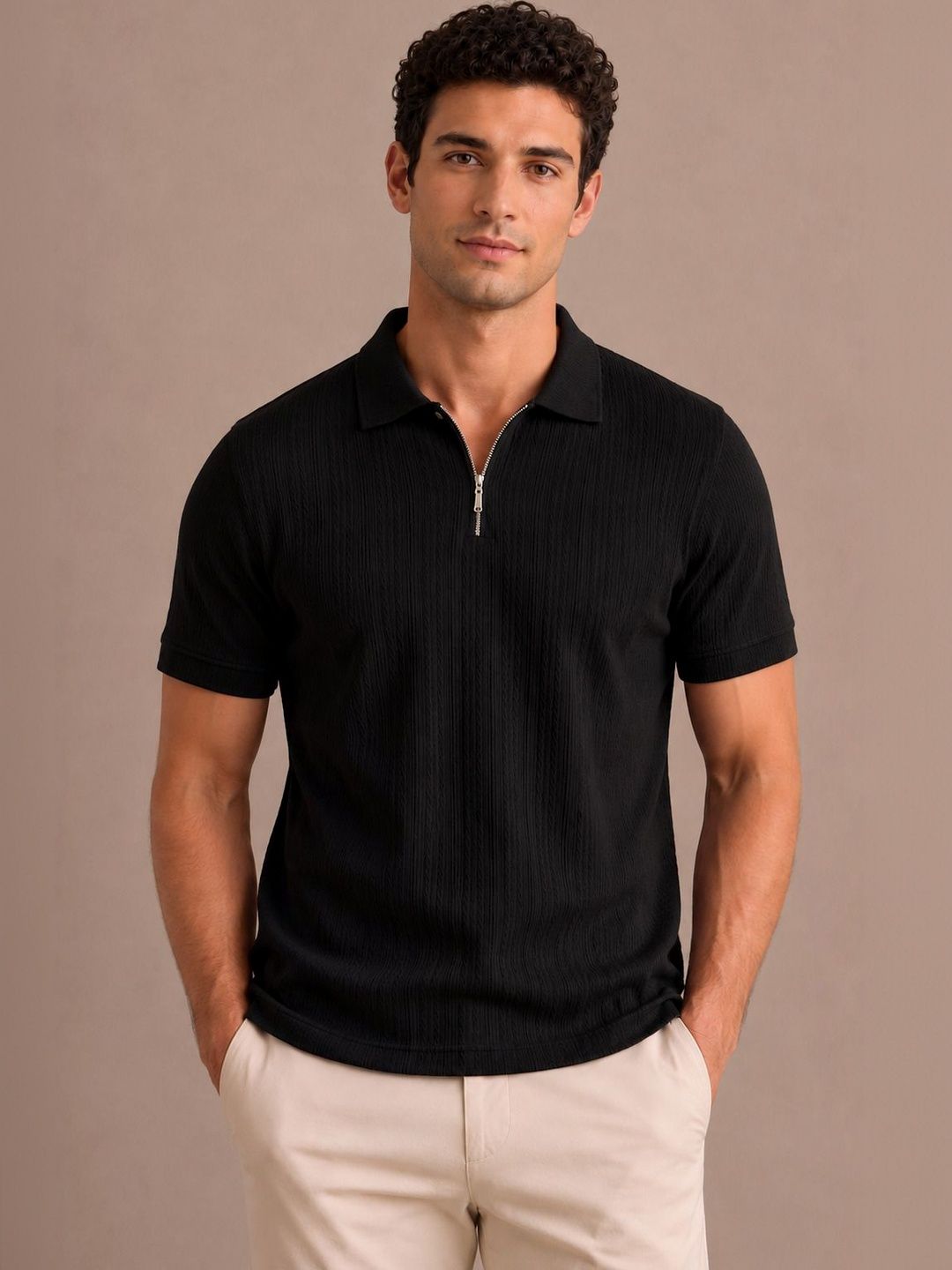 ROOPKAR Men Polo Collar T-shirt