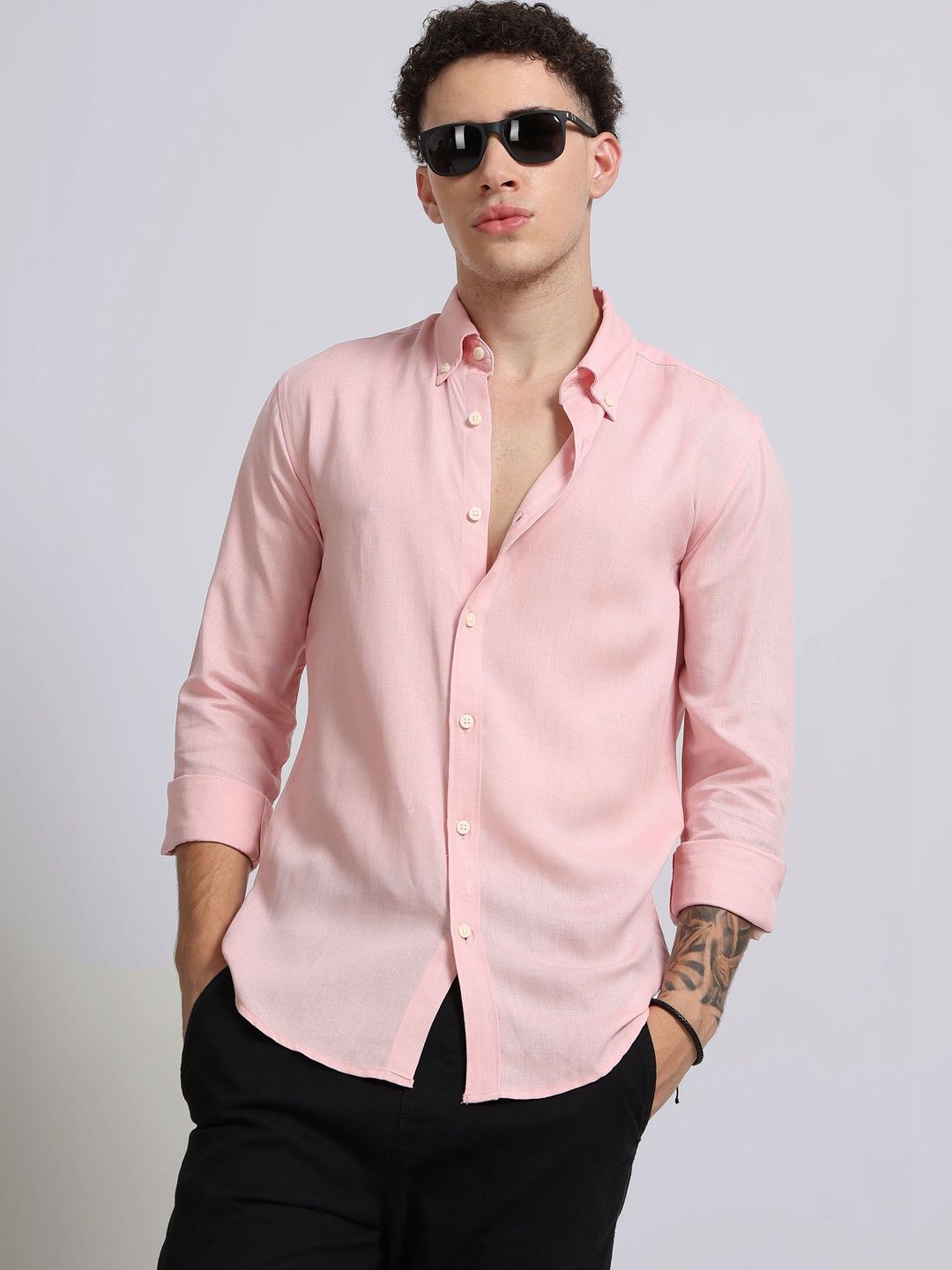 Blu MNKY Men Classic Slim Fit Casual Shirt