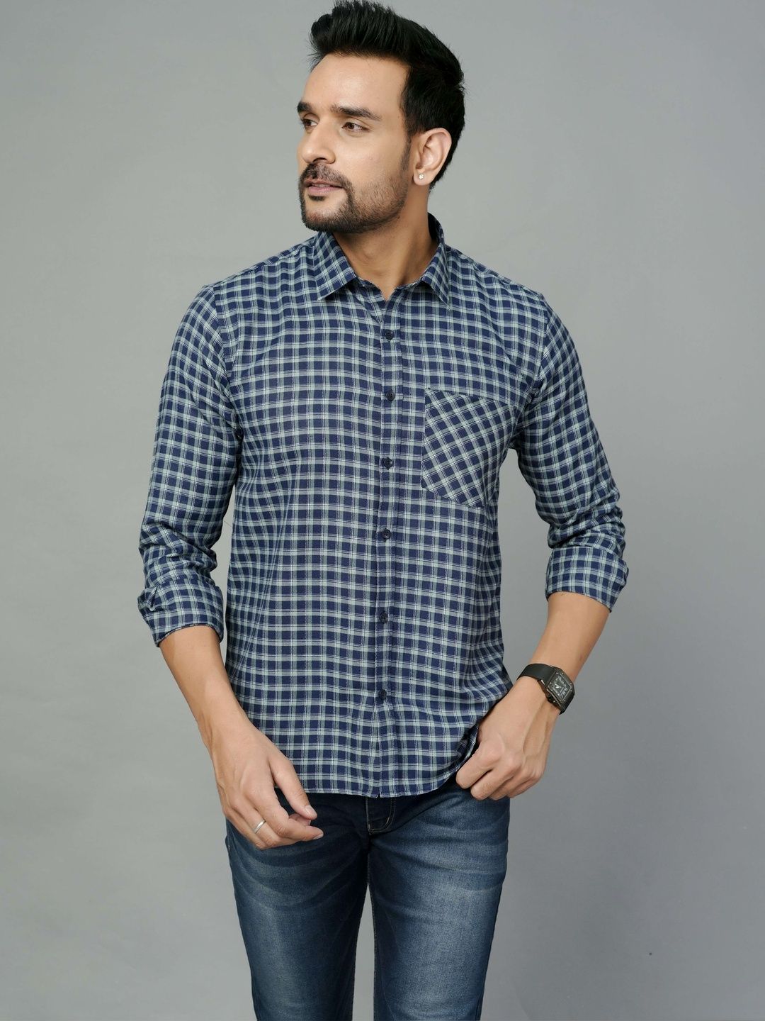 BLACKLILLY Men Standard Slim Fit Gingham Checks Checked Casual Shirt