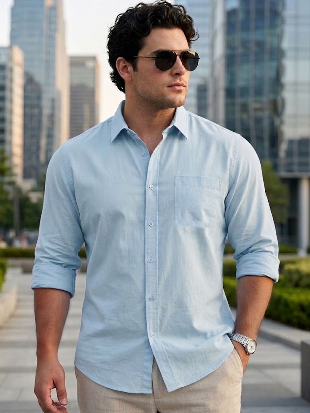 Urbano Plus Men Cotton Full Sleeve Regular Fit Casual Solid Shirt