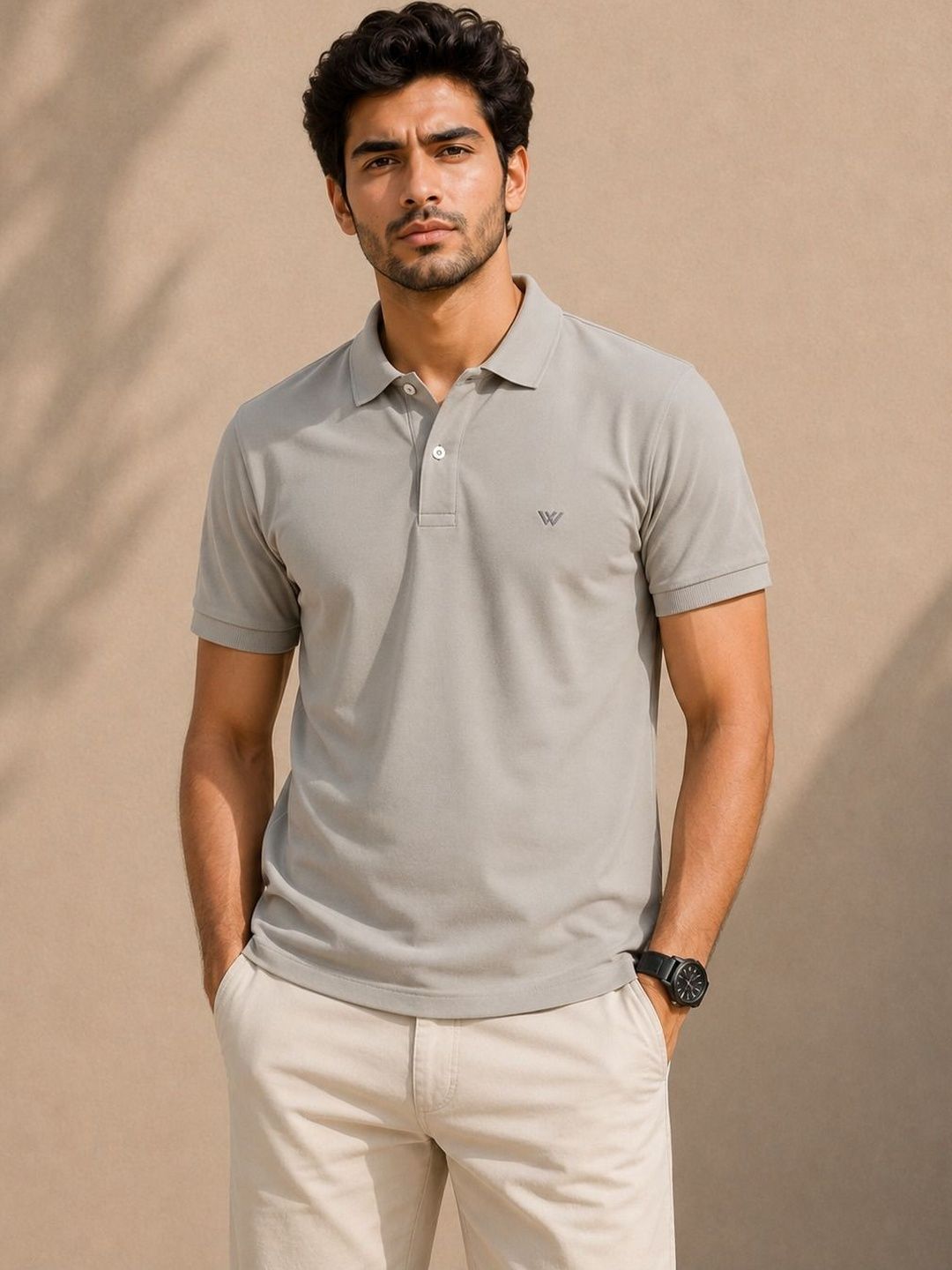 WILD COPS Men Brand Logo Polo Collar Pockets Boxy T-shirt