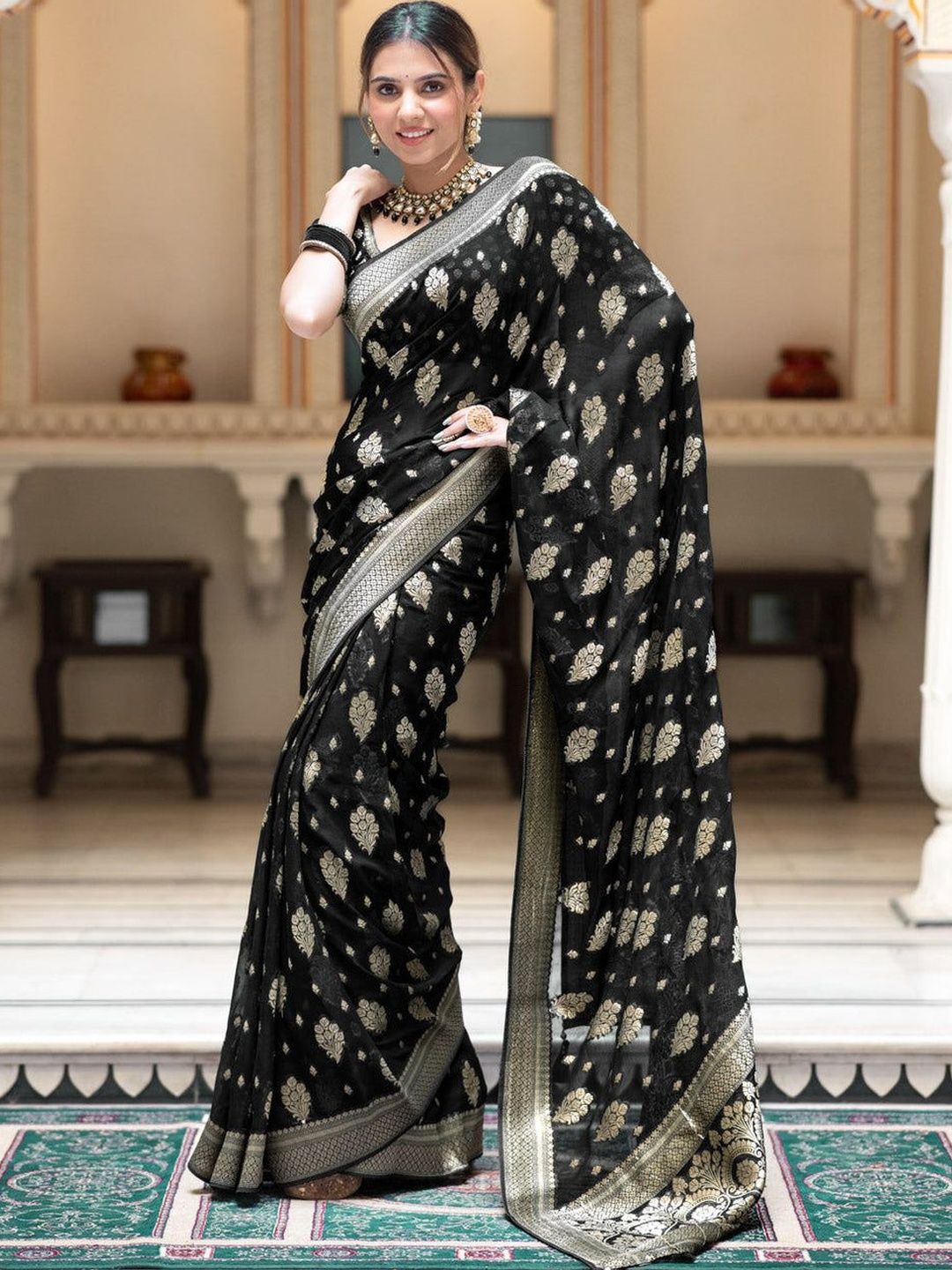 GOPIKA VASTRA Woven Design Zari Jute Silk Banarasi Saree